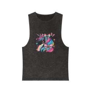Cute Unicorn Copia Unisex Stonewash Tank Top