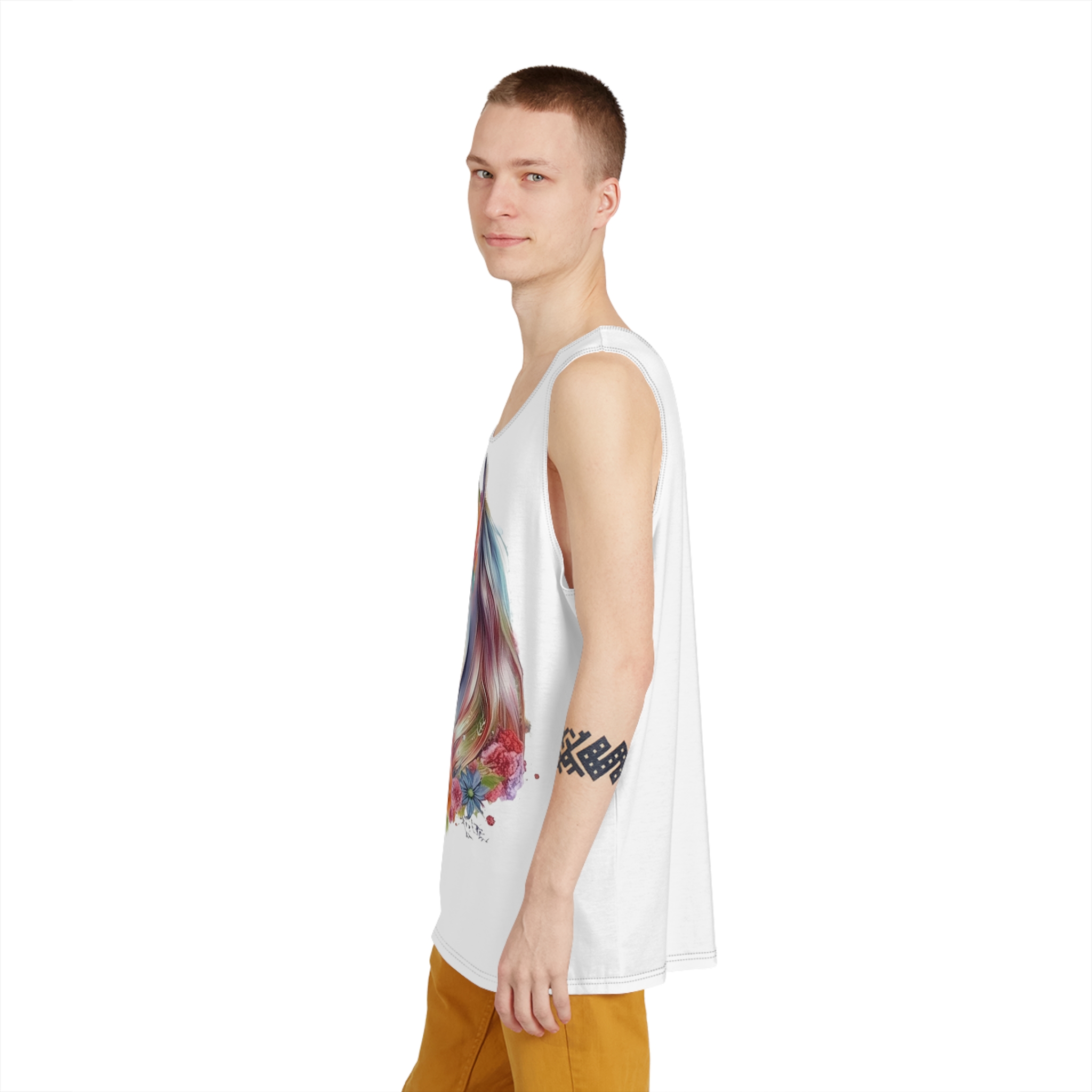 Watercolor Unicorn With Floral Crown Fotor Bg Remover 2023120317822 Mens Tank Aop