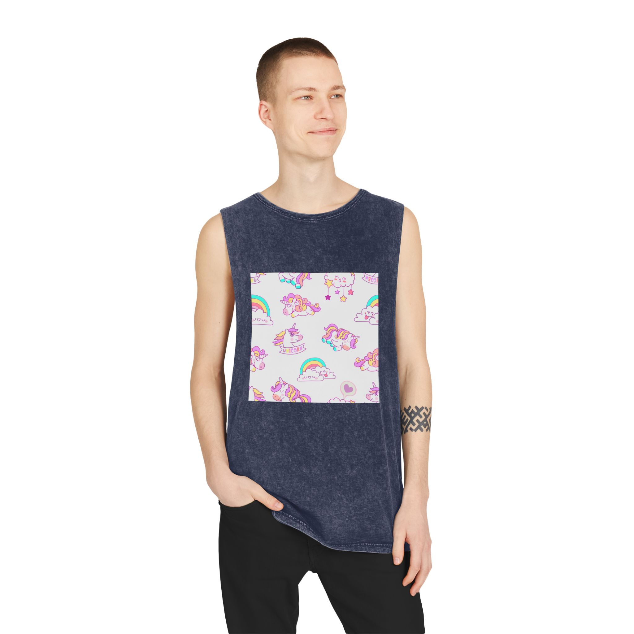 Seamless Unicorn Unisex Stonewash Tank Top - Image 15