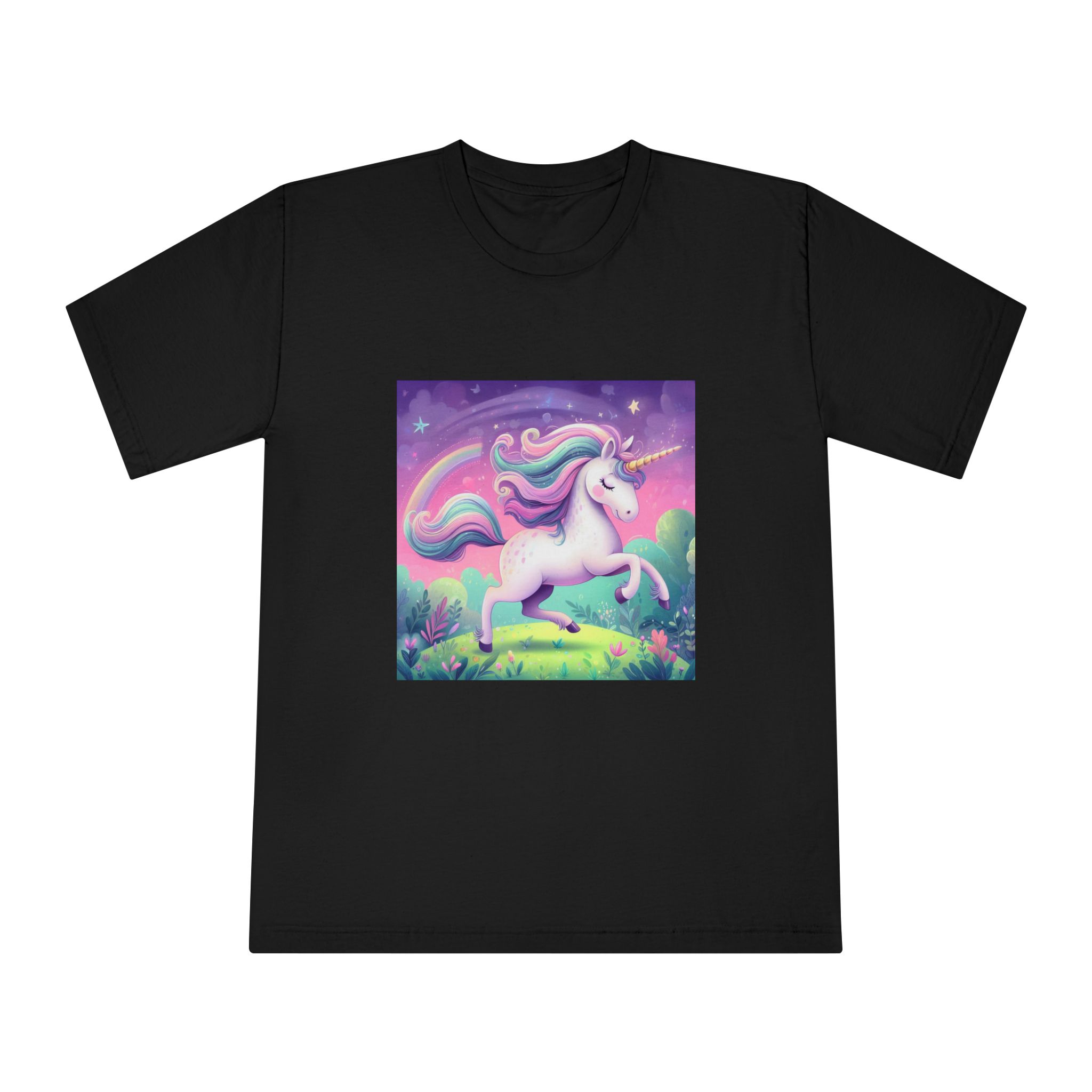 Beautiful Unicorn Running Magical Meadow Unicorn Background Images Whimsical Unicorn (12) Unisex Classic Crewneck T Shirt - Image 5