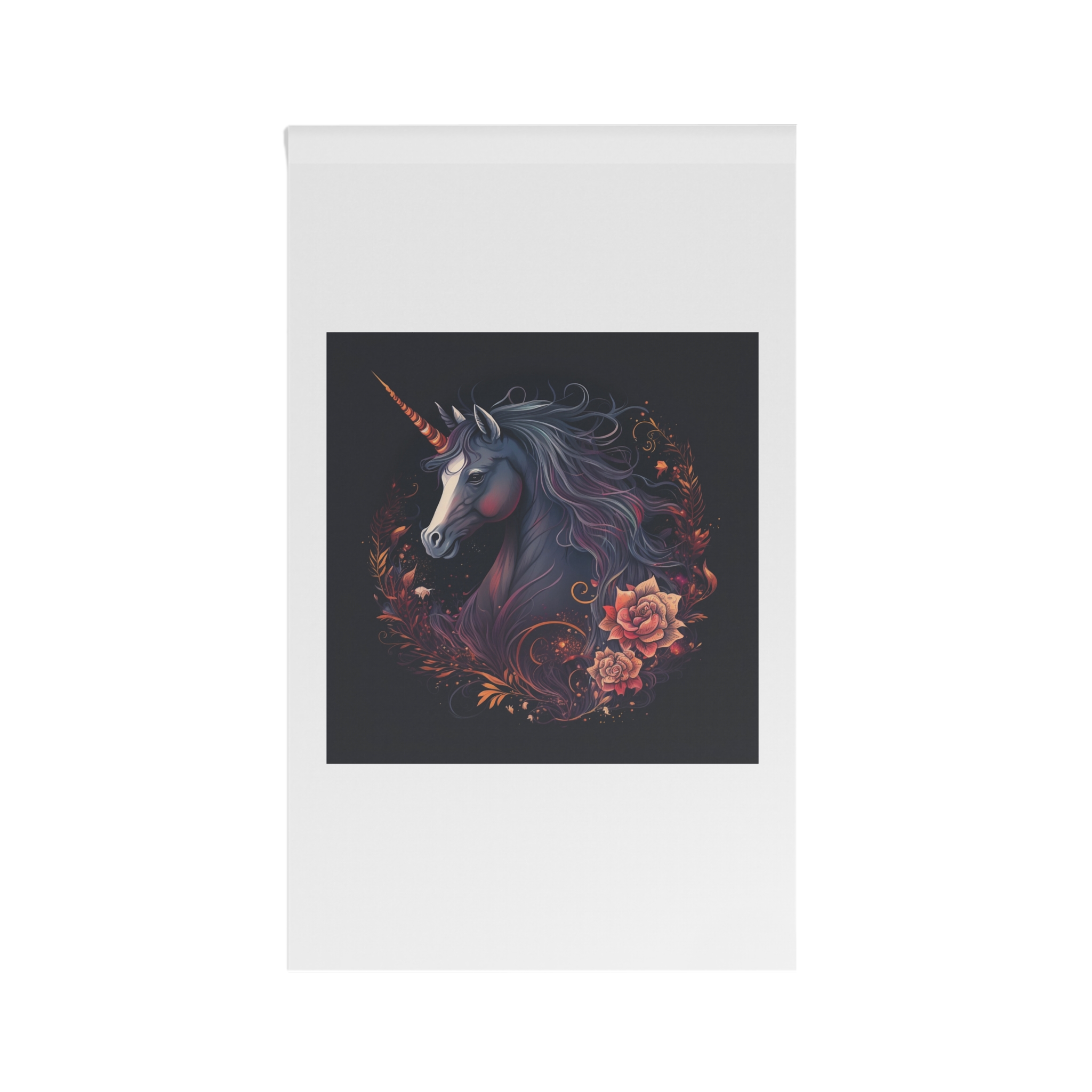 Unicorn With Long Mane Flowers Dark Background Generative Ai House Banner
