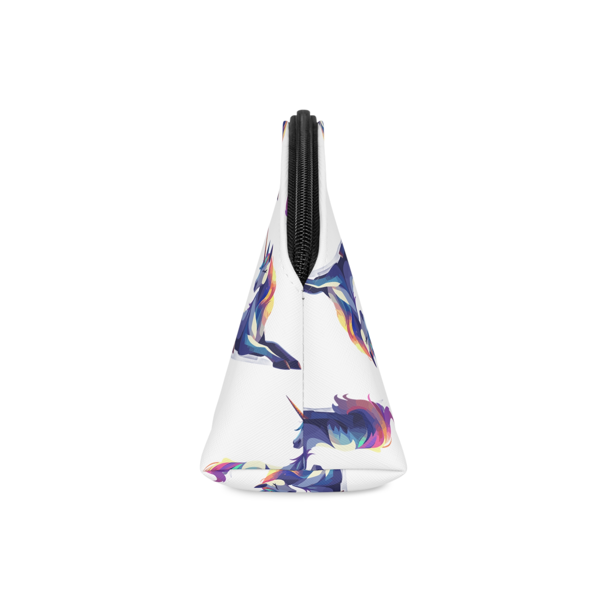 Colorful Unicorn With Unique Hairstyle Horn Sitting Vector Illustration(1) Makeup Bag - Image 4
