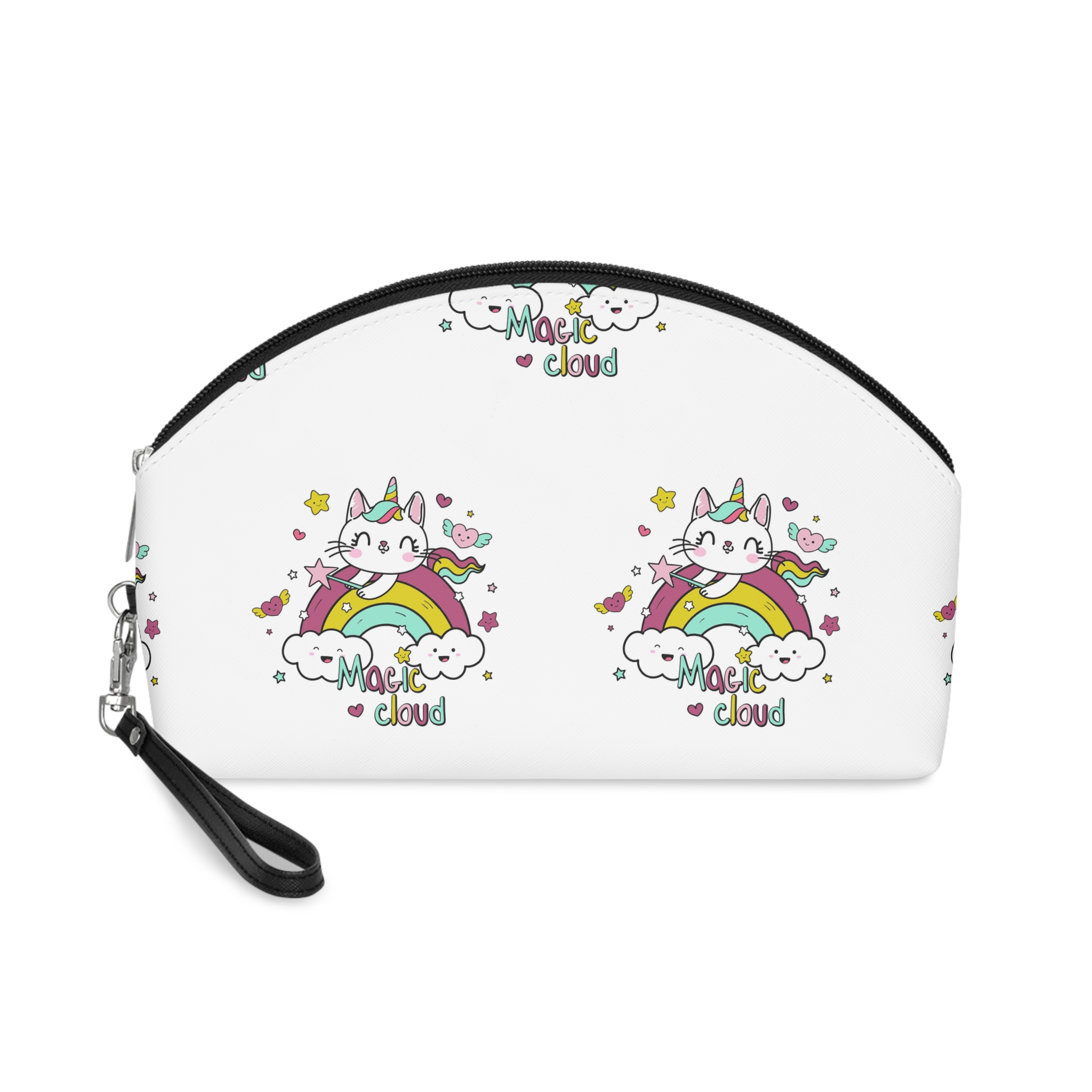Unicorn Cat Rainbow With Magic Cloud Illustration Makeup Bag