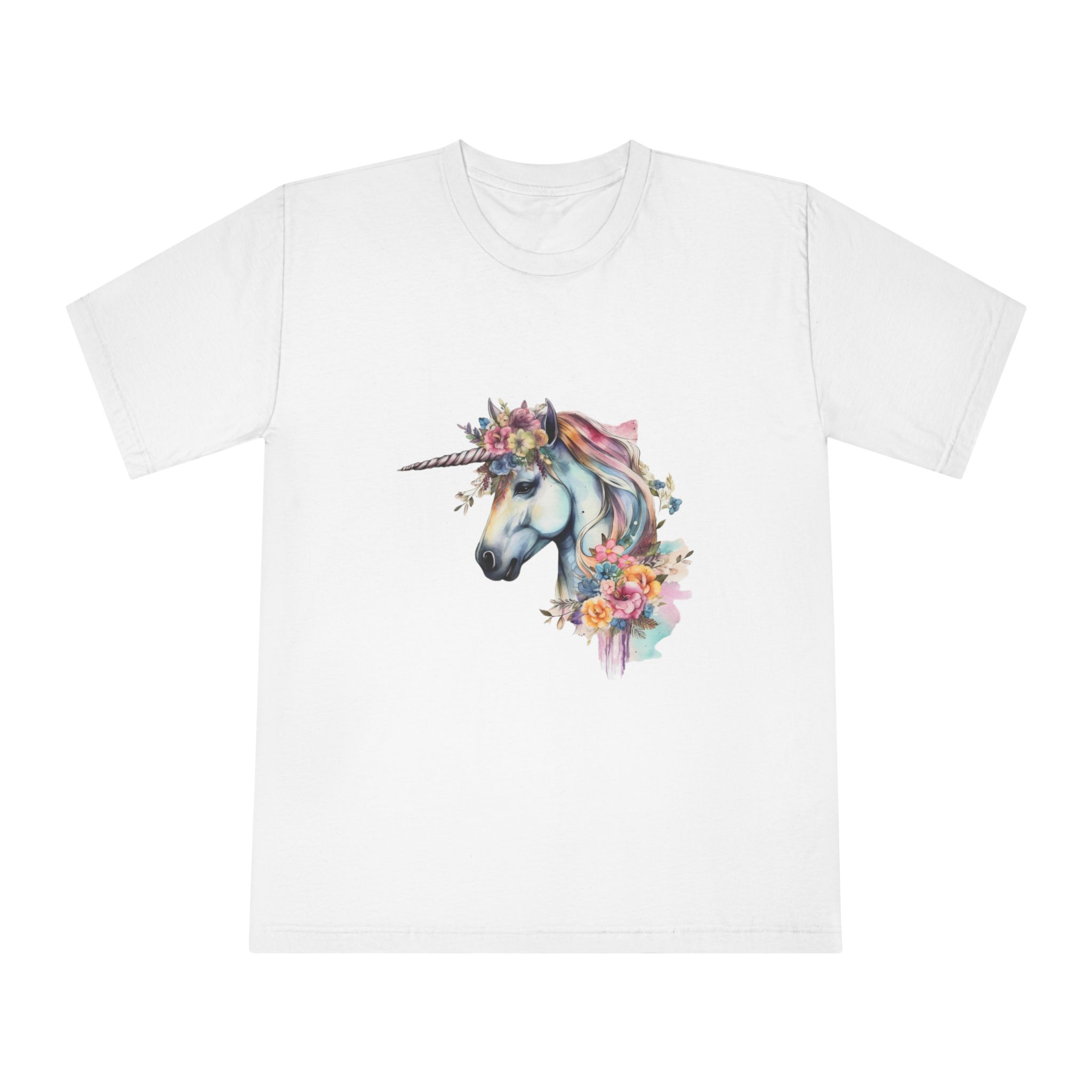 Unicorn With Flower Crown His Head Unisex Classic Crewneck T Shirt