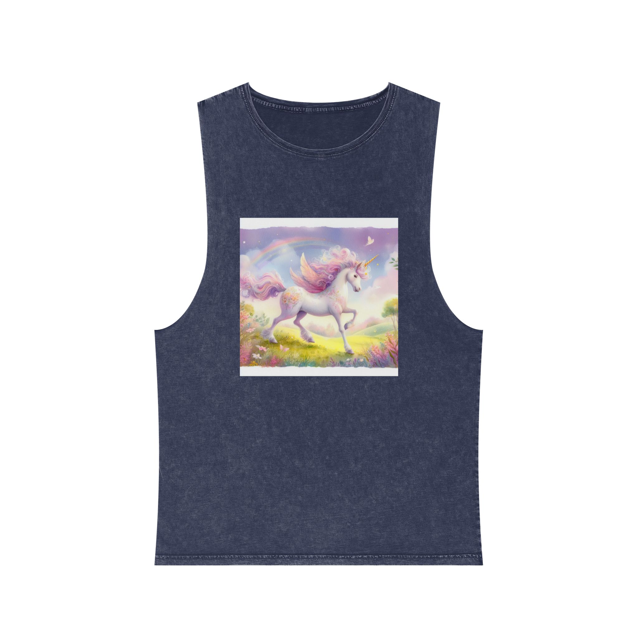 Beautiful Unicorn Running Magical Meadow Unicorn Background Images Whimsical Unicorn (10) Unisex Stonewash Tank Top - Image 13