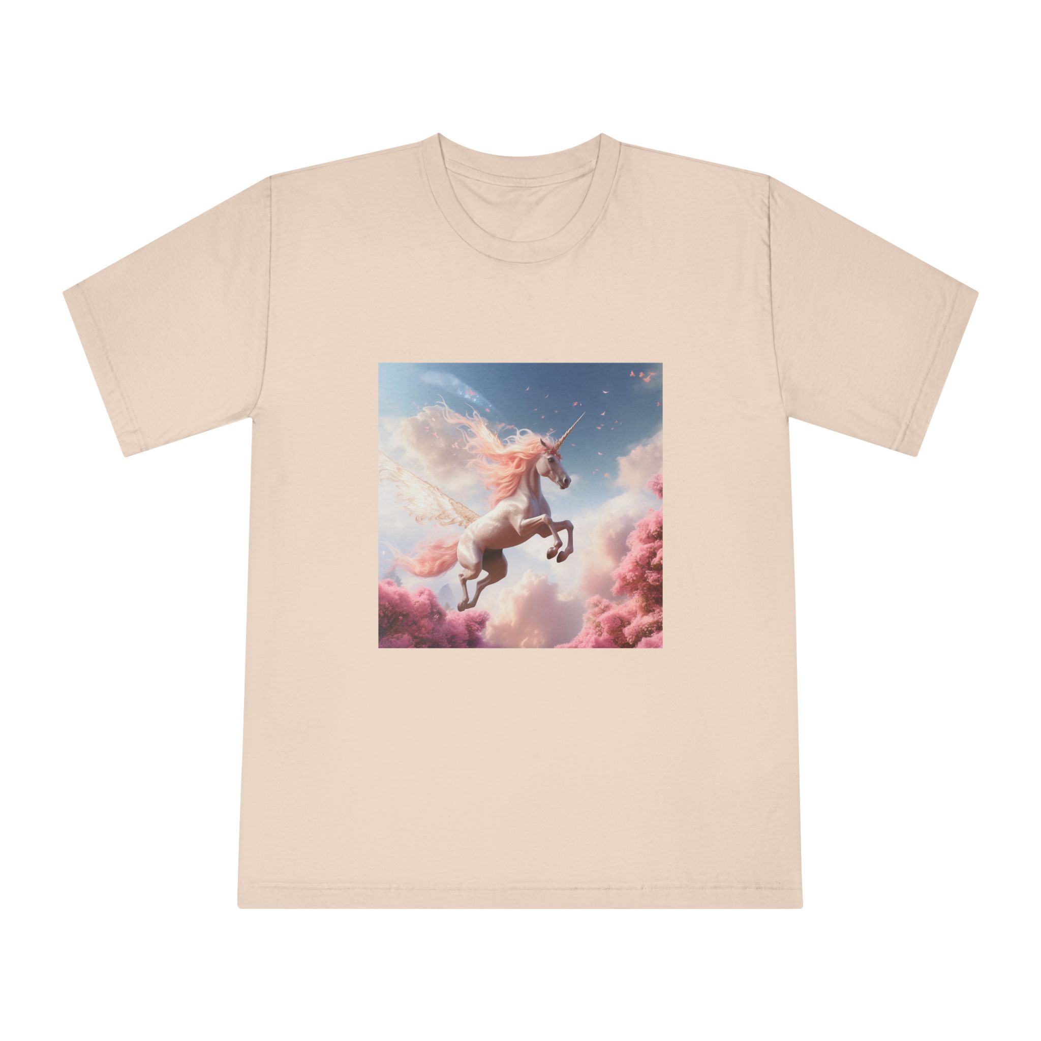 Unicorn With Pink Mane Flying Through Sky With Pink Trees Generative Ai Unisex Classic Crewneck T Shirt - Image 9