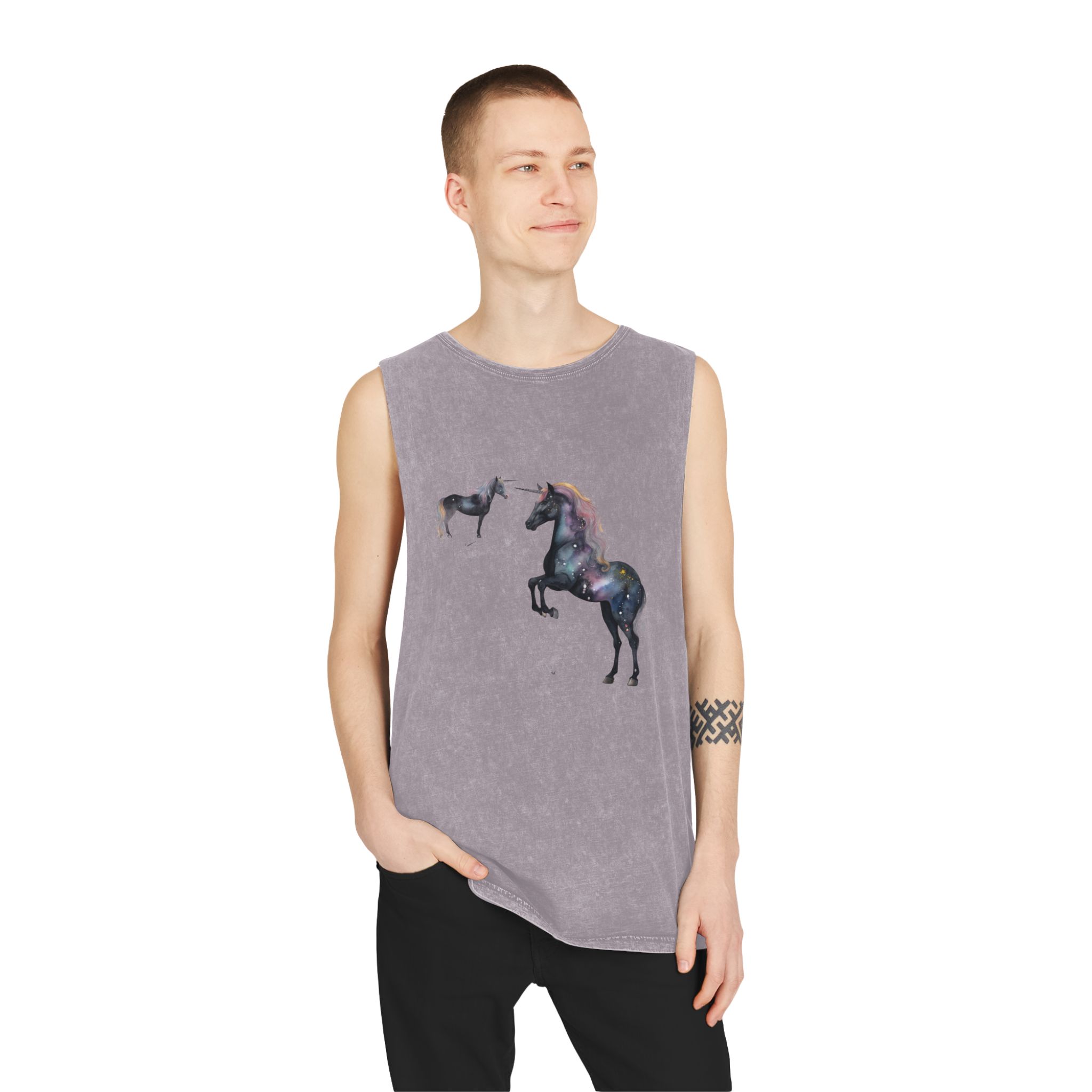 There Are Lot Different Unicorns That Are Painted Watercolor Generative Ai Unisex Stonewash Tank Top - Image 19
