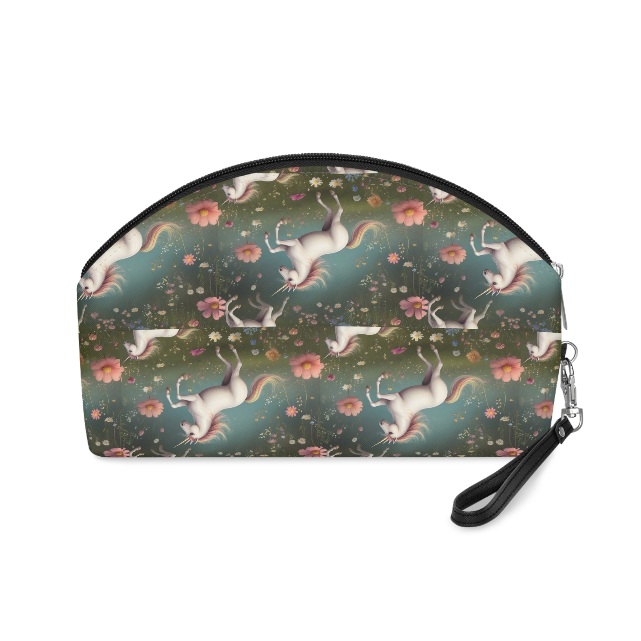 Beautiful Unicorn Running Magical Meadow Unicorn Background Images Whimsical Unicorn (13) Makeup Bag - Image 2