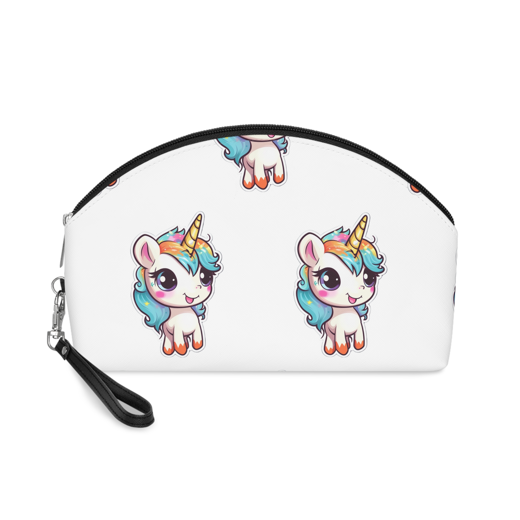 Sticker Unicorn With Rainbow Mane Blue Eyes Makeup Bag
