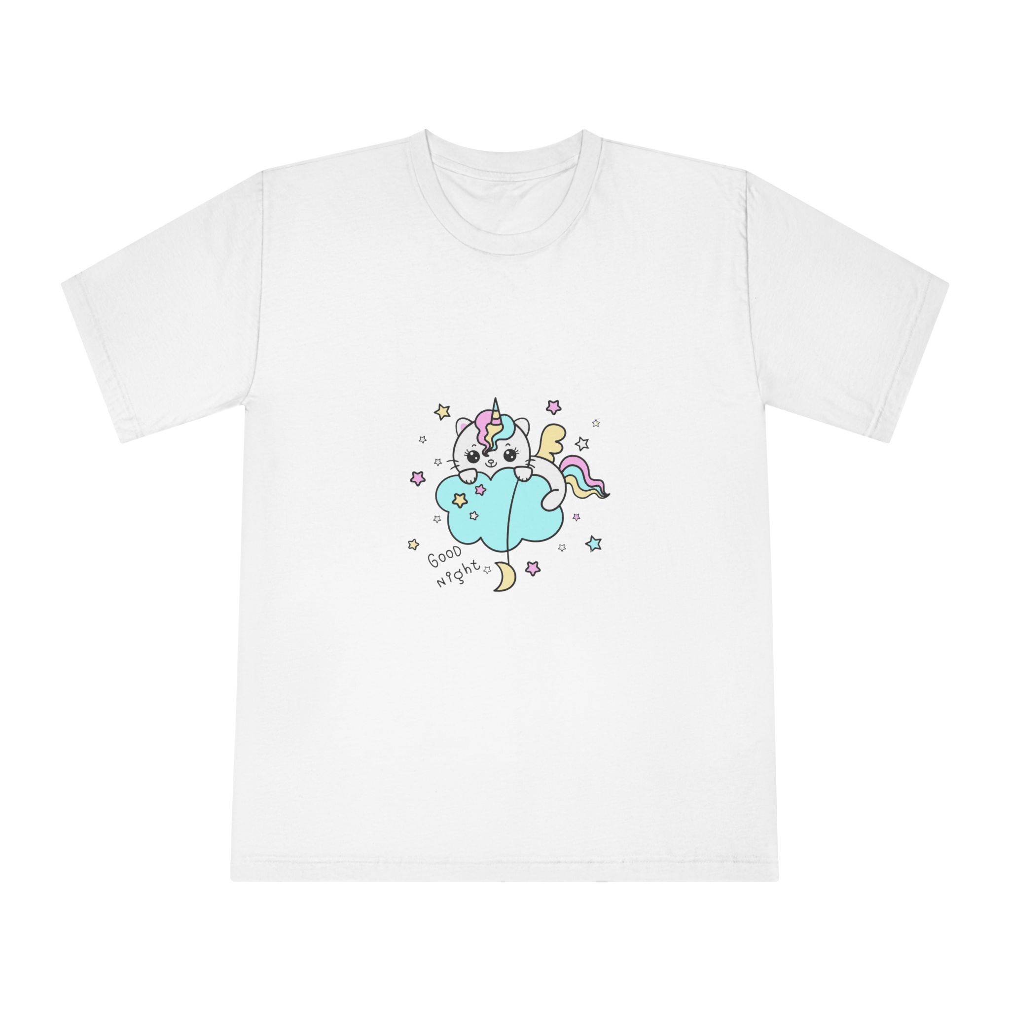 Cute Unicorn Cat Cloud Good Night Illustration Unisex Classic Crewneck T Shirt