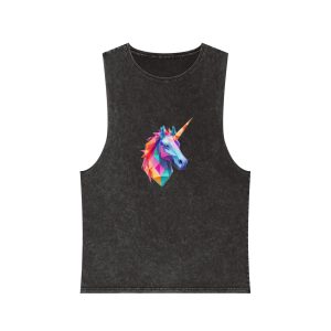 Mythical Unicorn With Poly Style (1) Unisex Stonewash Tank Top