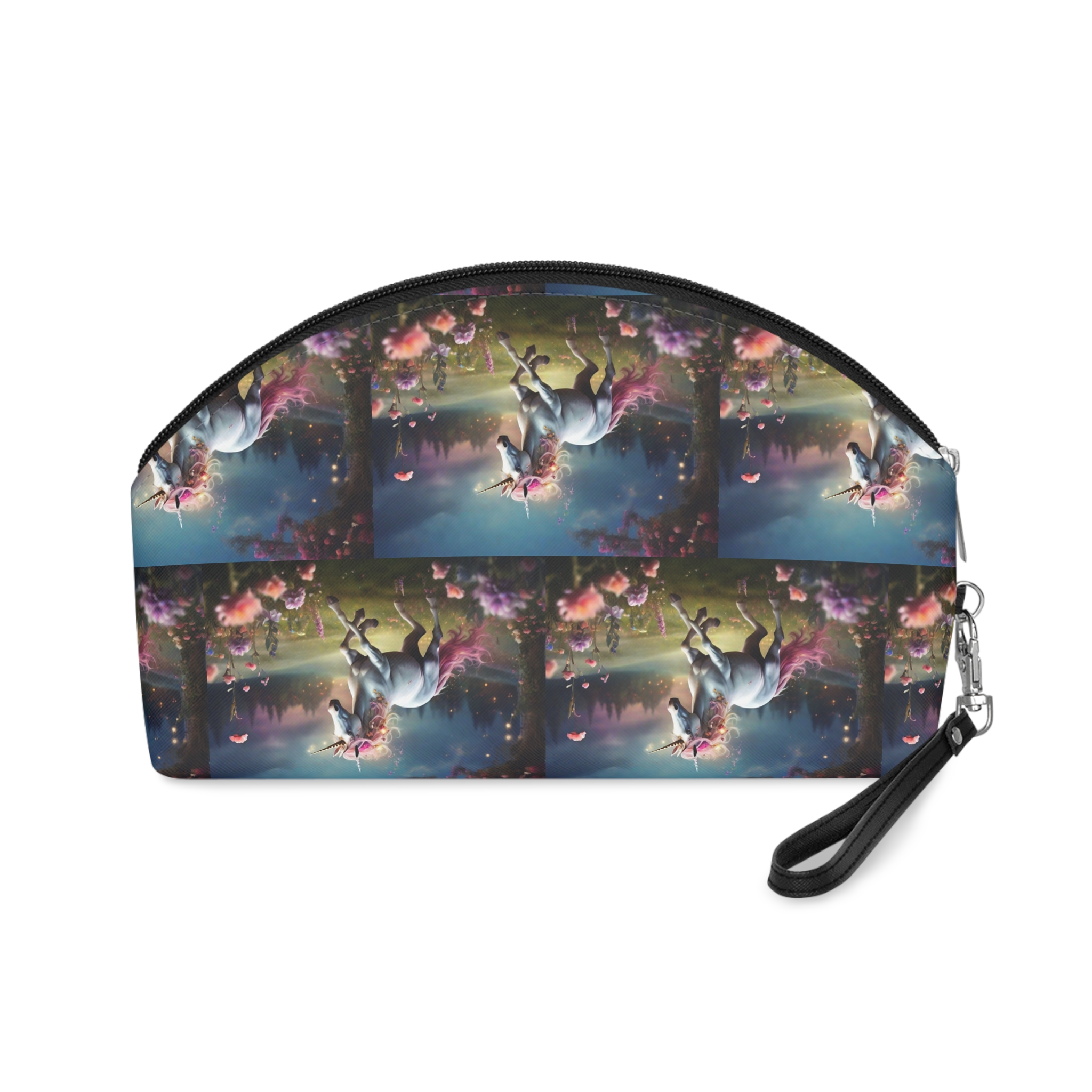 Beautiful Unicorn Running Magical Meadow Unicorn Background Images Whimsical Unicorn (36) Makeup Bag - Image 2