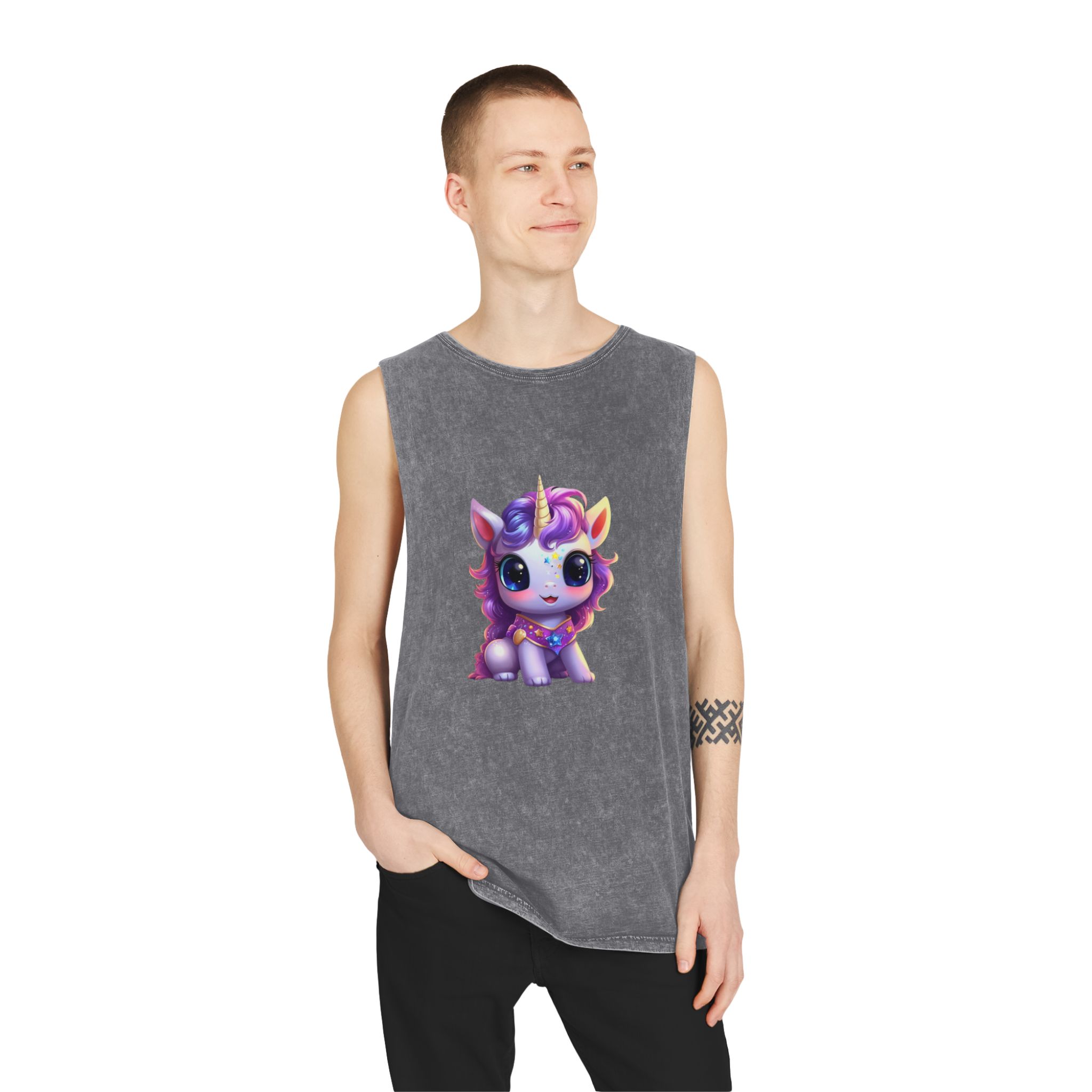 Beautiful Cute Baby Unicorn (4) Unisex Stonewash Tank Top - Image 11