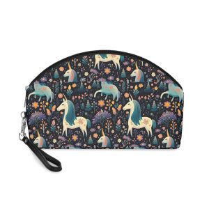 Childish Seamless Pattern Background With Colorful Unicorns Makeup Bag