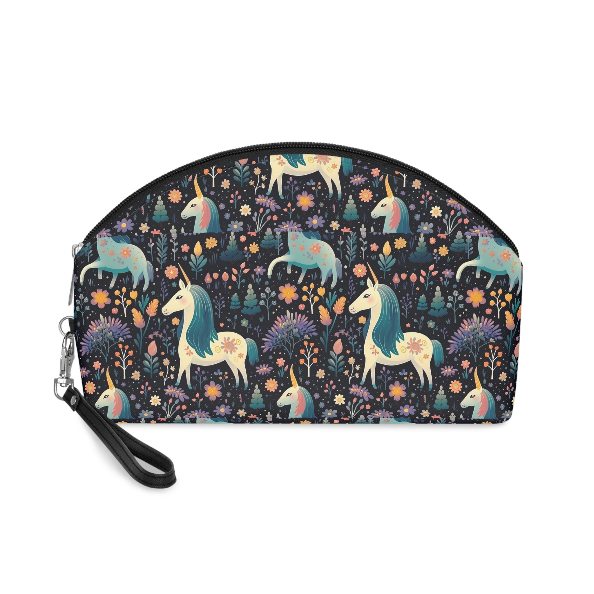 Childish Seamless Pattern Background With Colorful Unicorns Makeup Bag