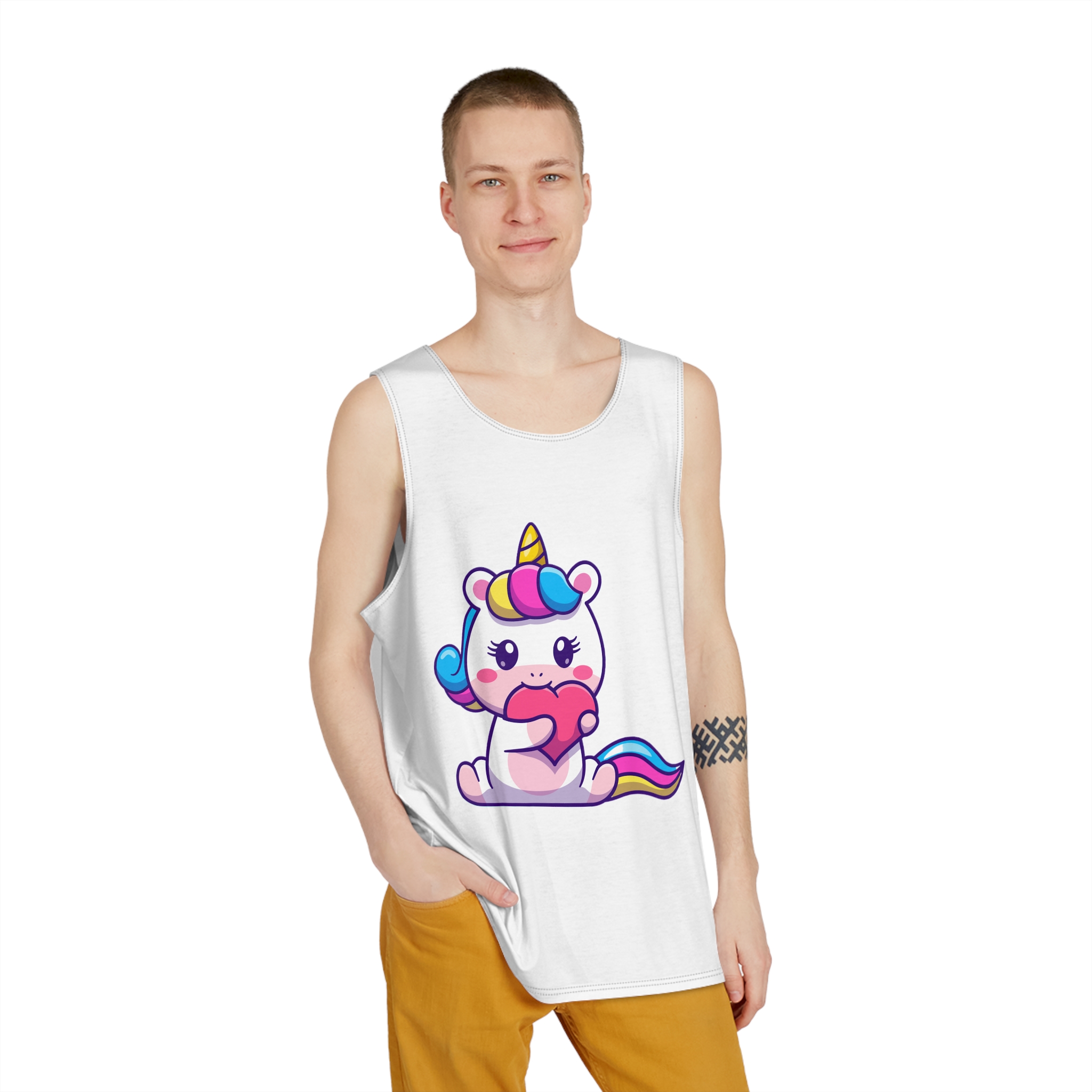 Cute Unicorn Heart Mens Tank Aop - Image 3