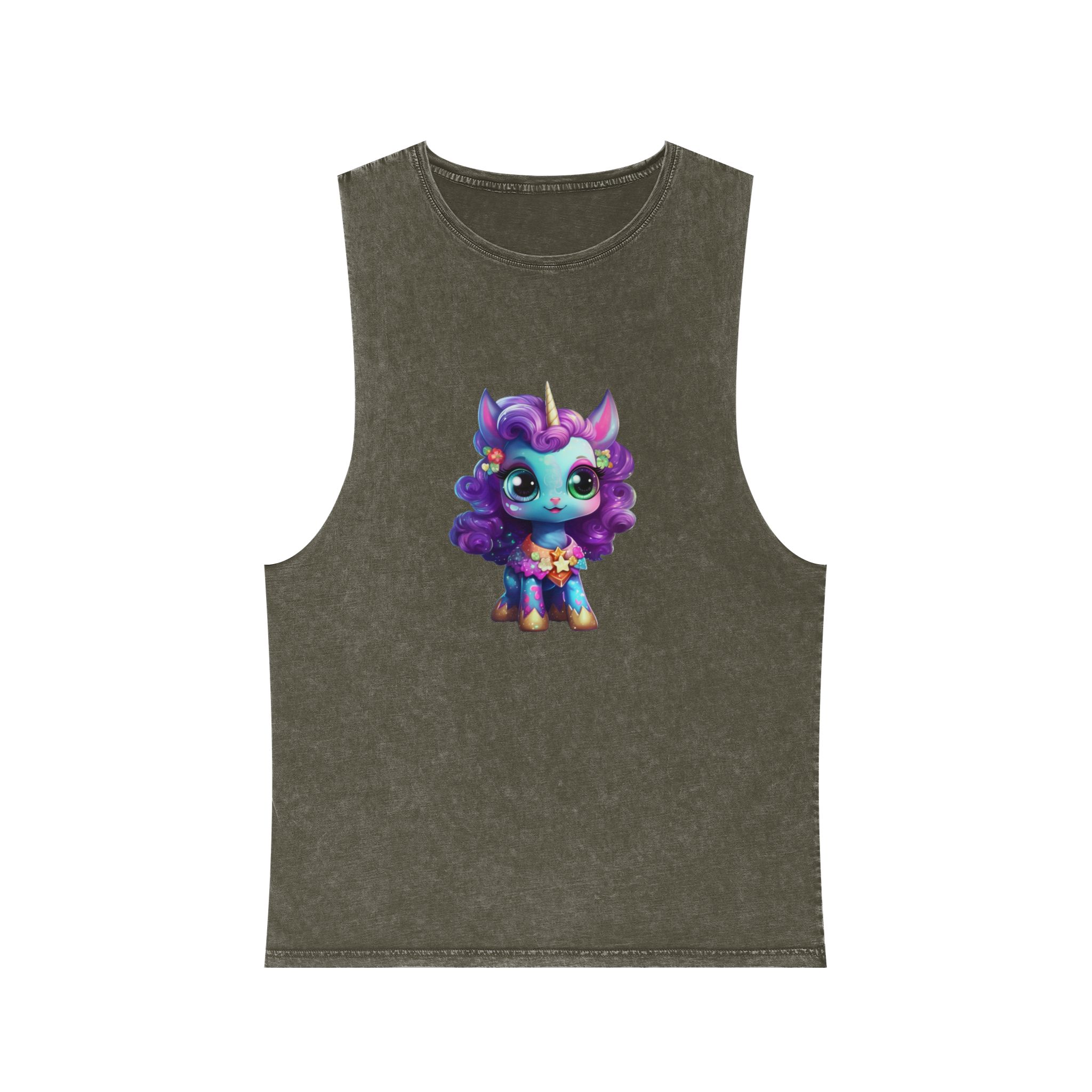 Beautiful Cute Baby Unicorn Copy Unisex Stonewash Tank Top - Image 5