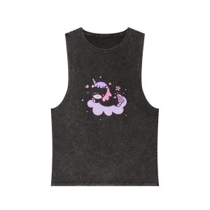 Cute Unicorn Vector Sweet Dream Sky Unisex Stonewash Tank Top
