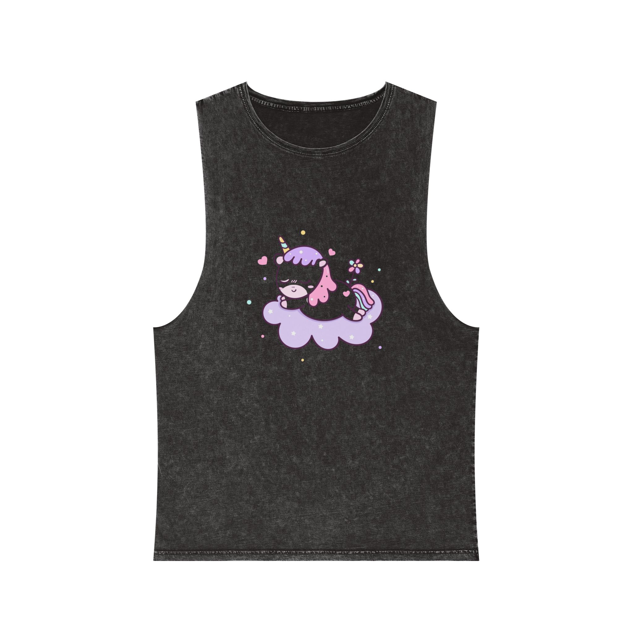 Cute Unicorn Vector Sweet Dream Sky Unisex Stonewash Tank Top