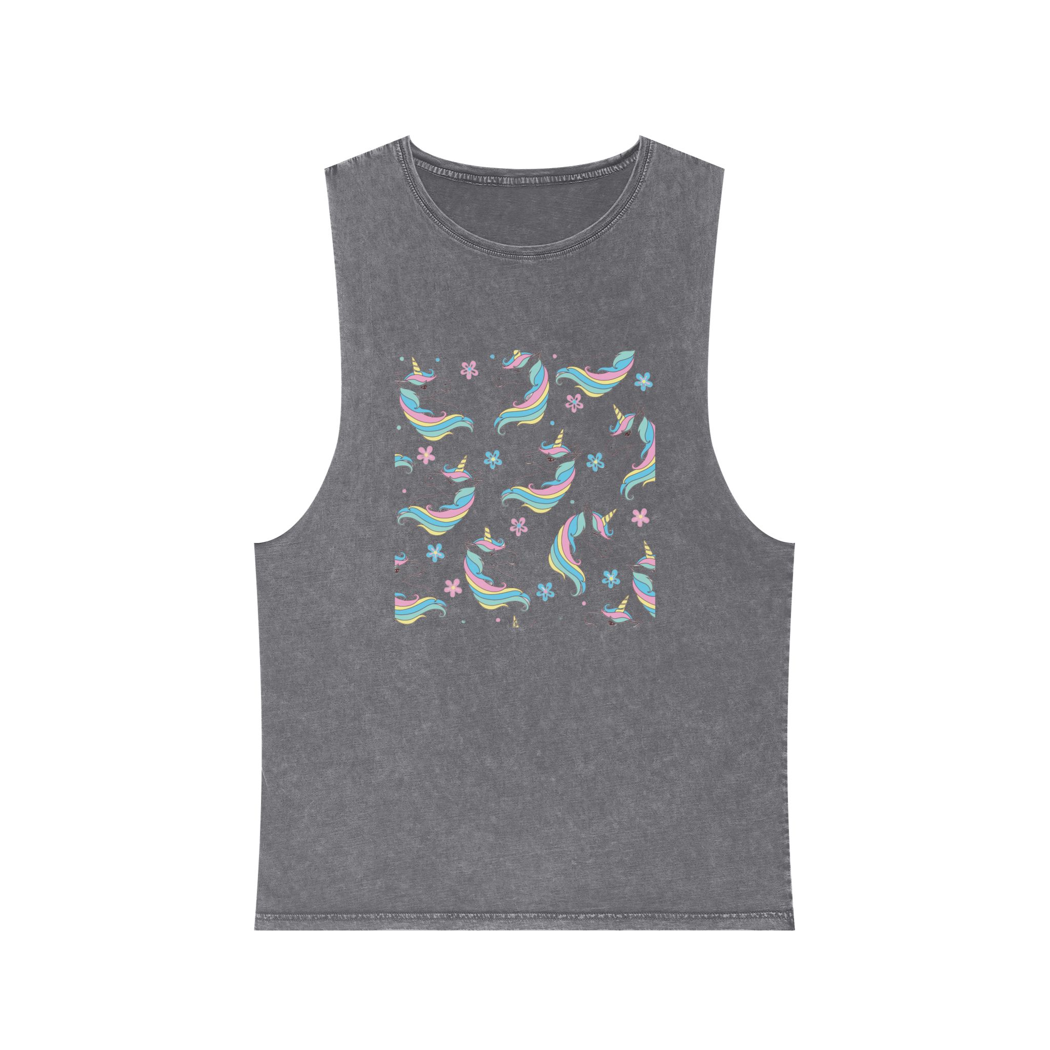 Unicorn Pattern Copia Unisex Stonewash Tank Top - Image 9