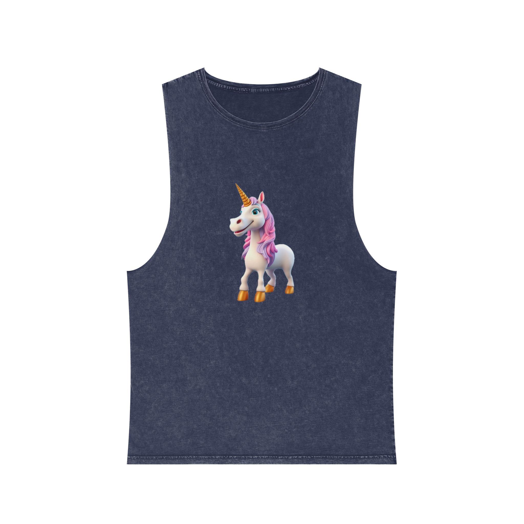 Colorful Cartoon Animated 3d Unicorn Children (15) Unisex Stonewash Tank Top - Image 13