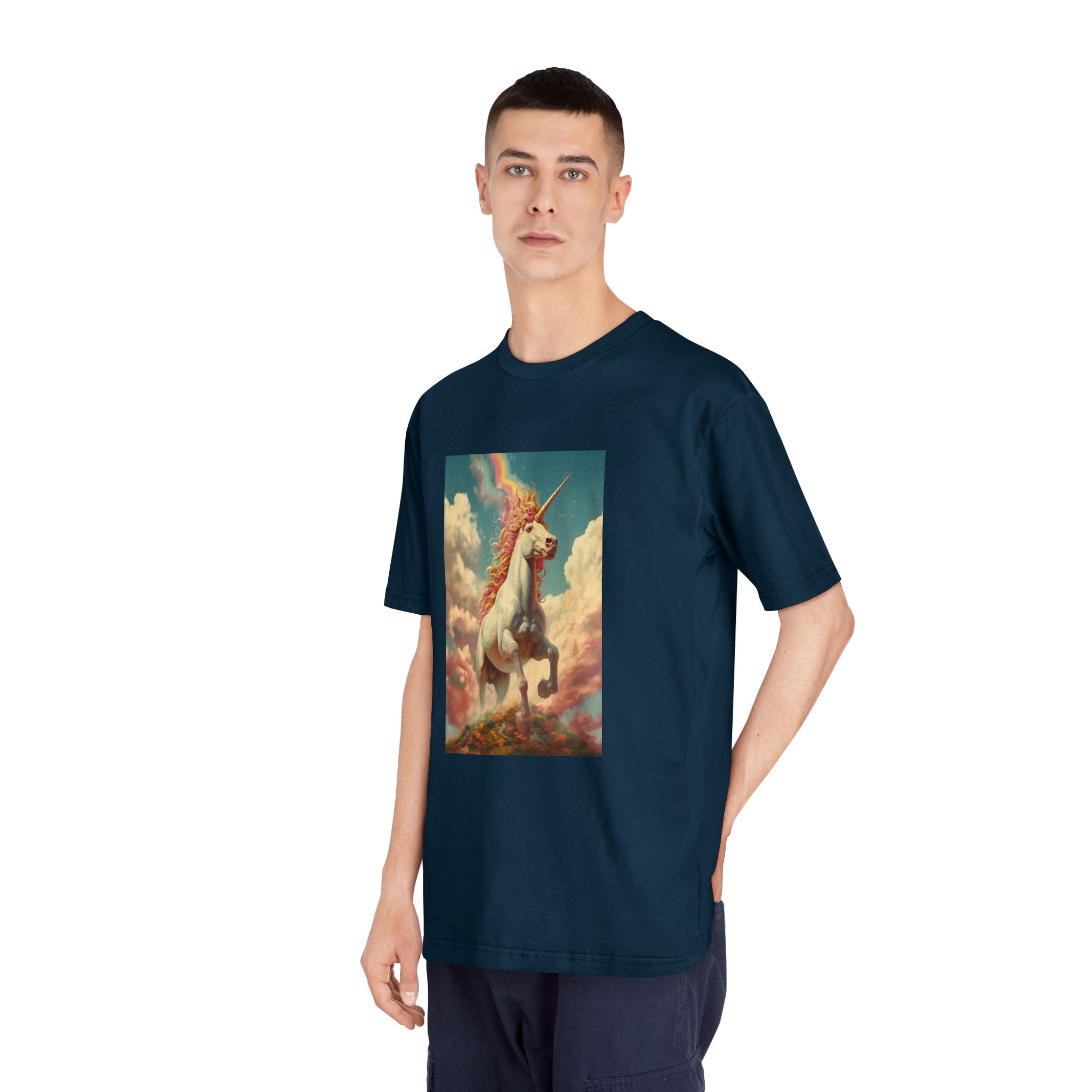 Painting Unicorn With Rainbow Sky Generative Ai Unisex Classic Crewneck T Shirt - Image 20