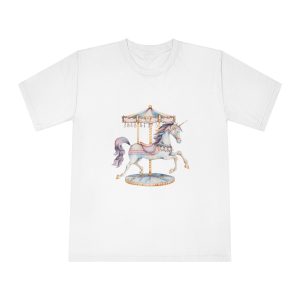 Watercolor Carousel Unicorn With Pastel Colors Whimsical Vintage Style Unisex Classic Crewneck T Shirt