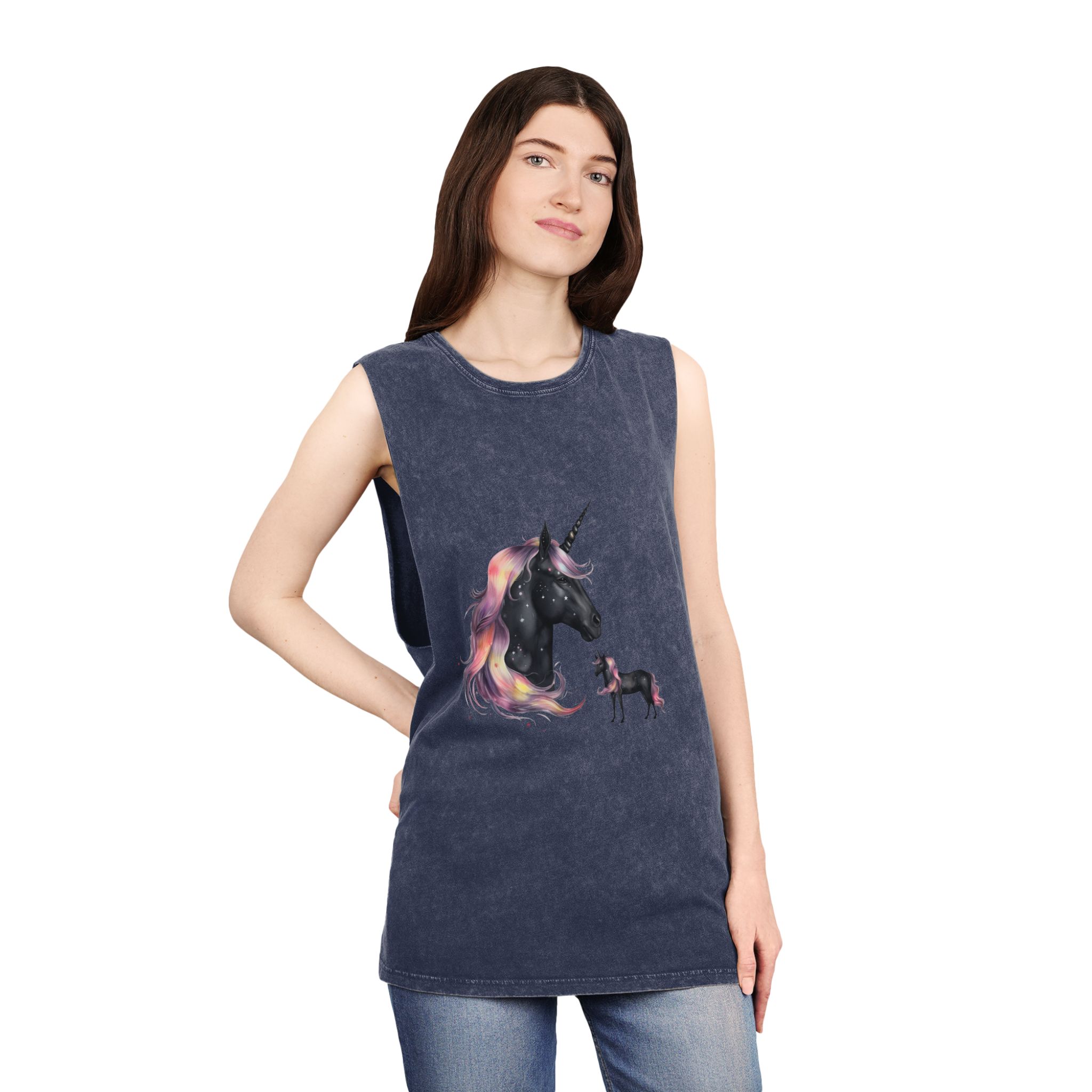 There Is Unicorn Star Sky Generative Ai Unisex Stonewash Tank Top - Image 16