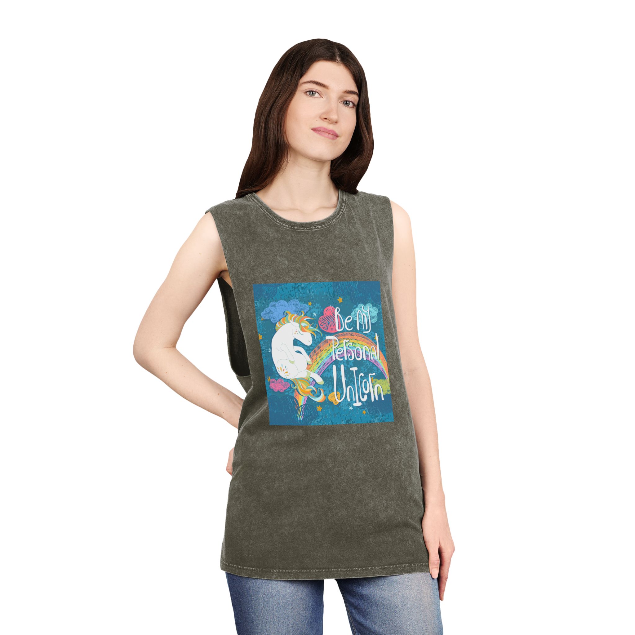 Be My Personal Unicorn Unisex Stonewash Tank Top - Image 8