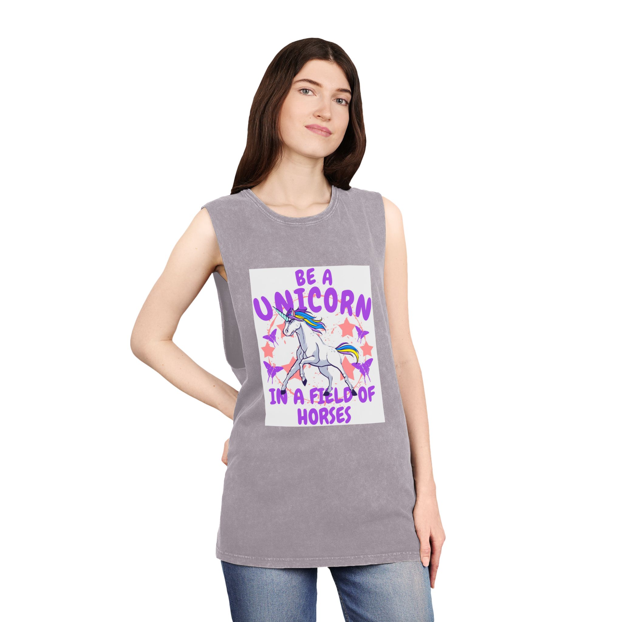 Be Unicorn Unisex Stonewash Tank Top - Image 20