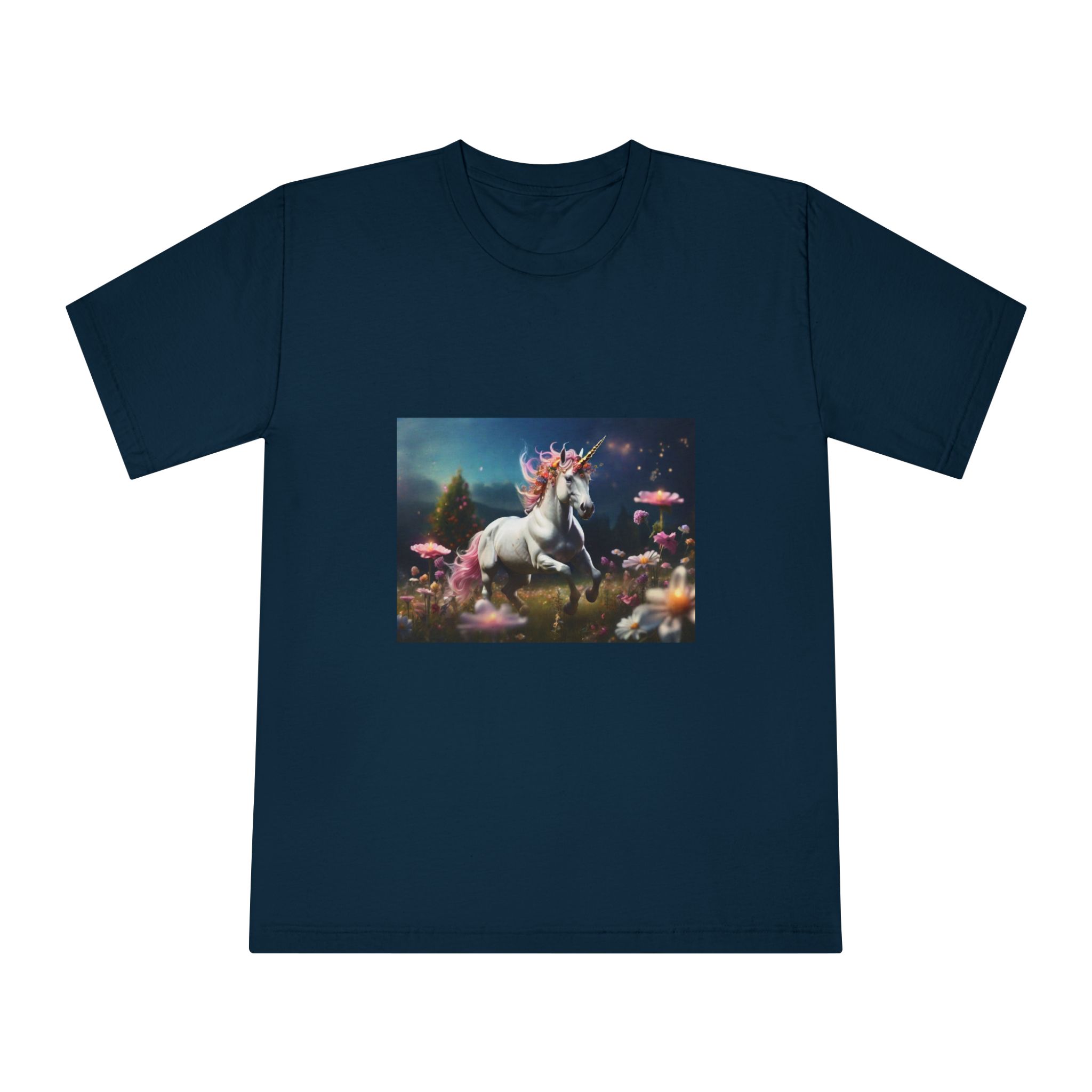 Beautiful Unicorn Running Magical Meadow Unicorn Background Images Whimsical Unicorn (23) Unisex Classic Crewneck T Shirt - Image 17