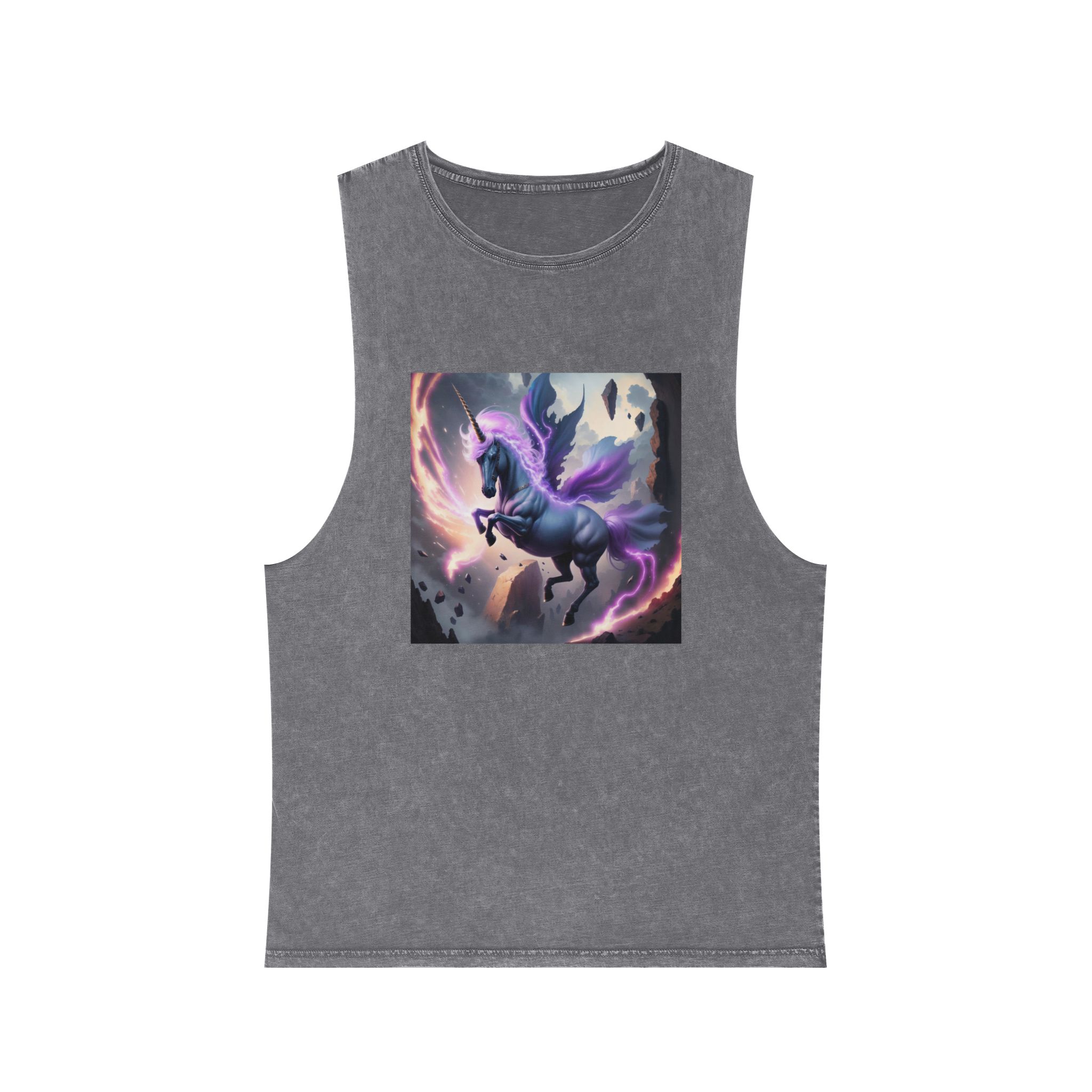 Unicorn Painting Unisex Stonewash Tank Top - Image 9