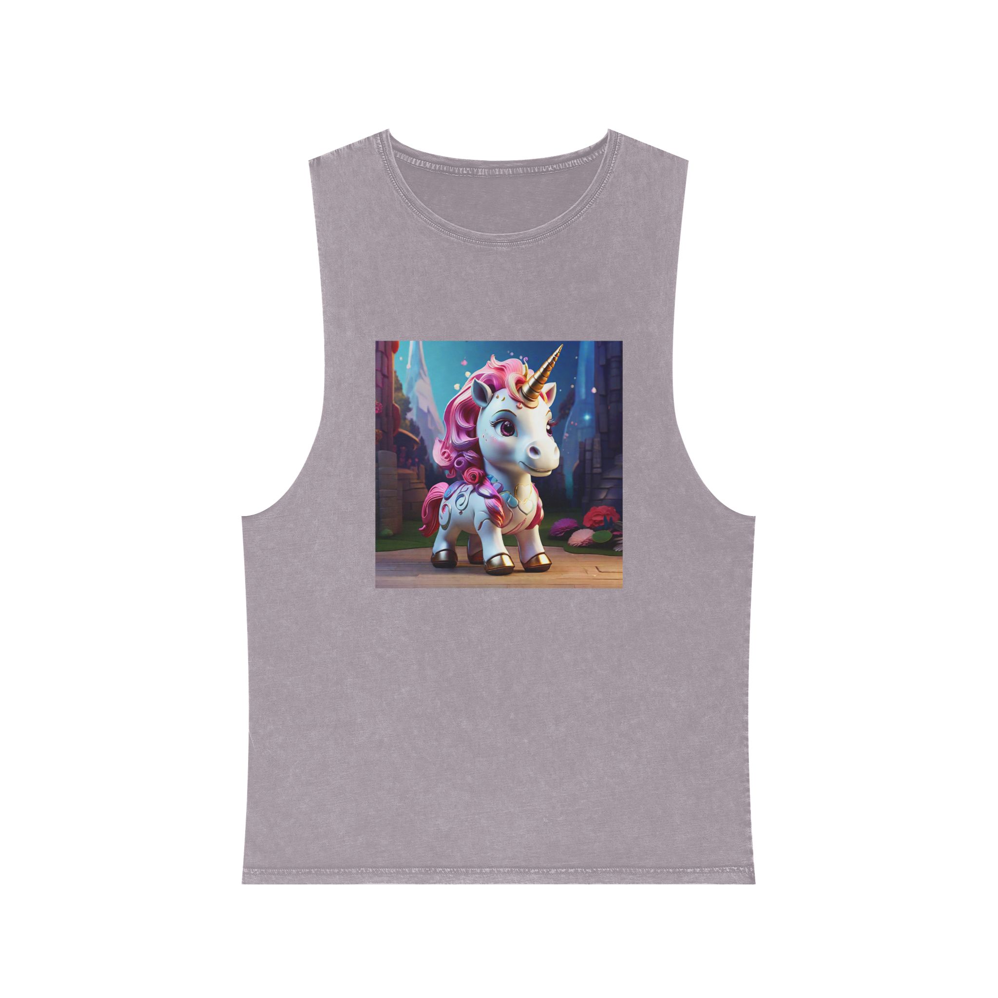 Animated Unicorn Children Generated By Ai (14) Unisex Stonewash Tank Top - Image 17