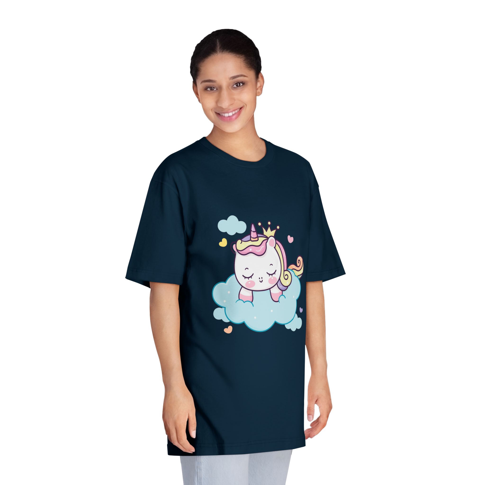 Cute Unicorn Princess Cartoon Sleep Cloud Kawaii Clipart Unisex Classic Crewneck T Shirt - Image 19