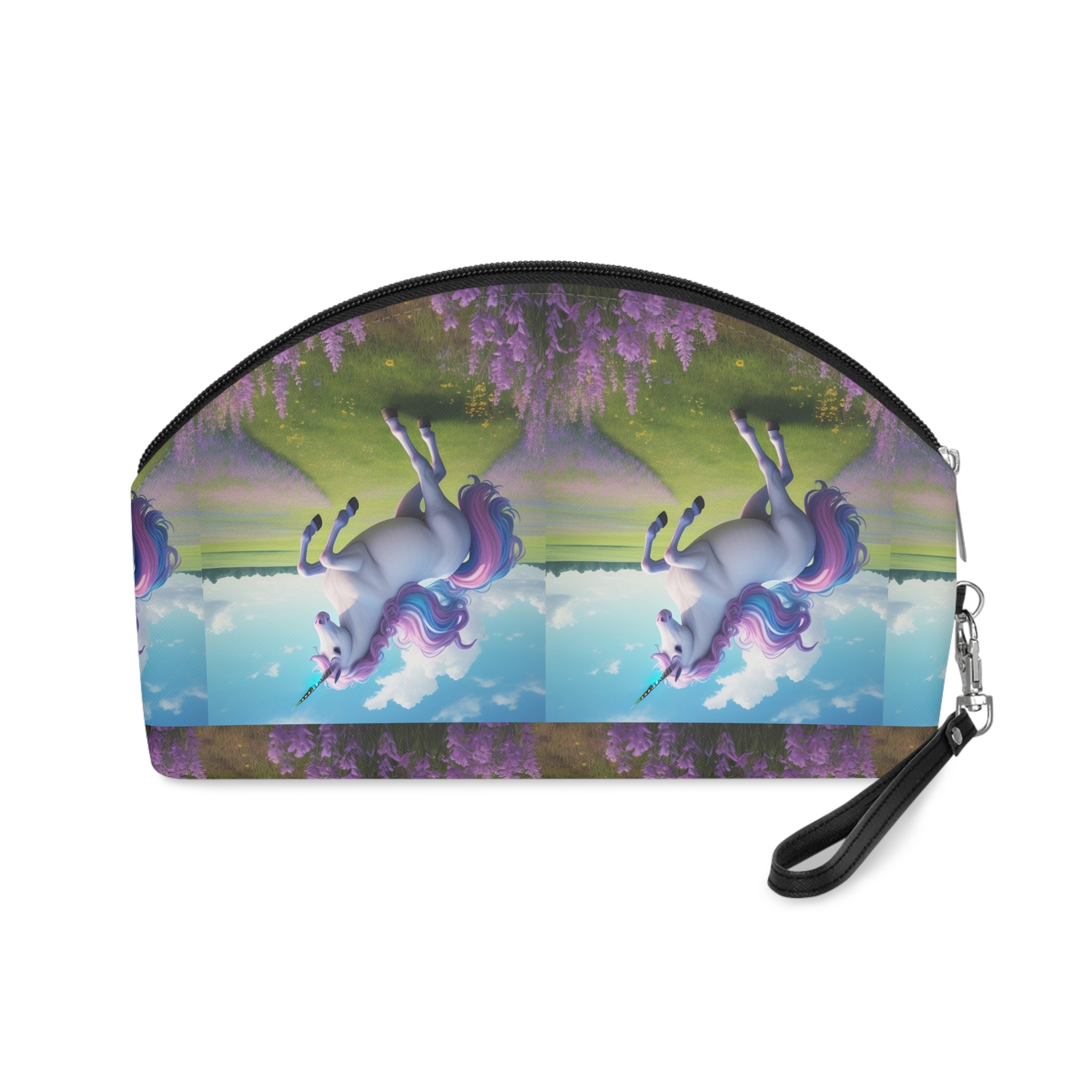 Beautiful Unicorn Running Magical Meadow Unicorn Background Images Whimsical Unicorn (24) Makeup Bag - Image 2