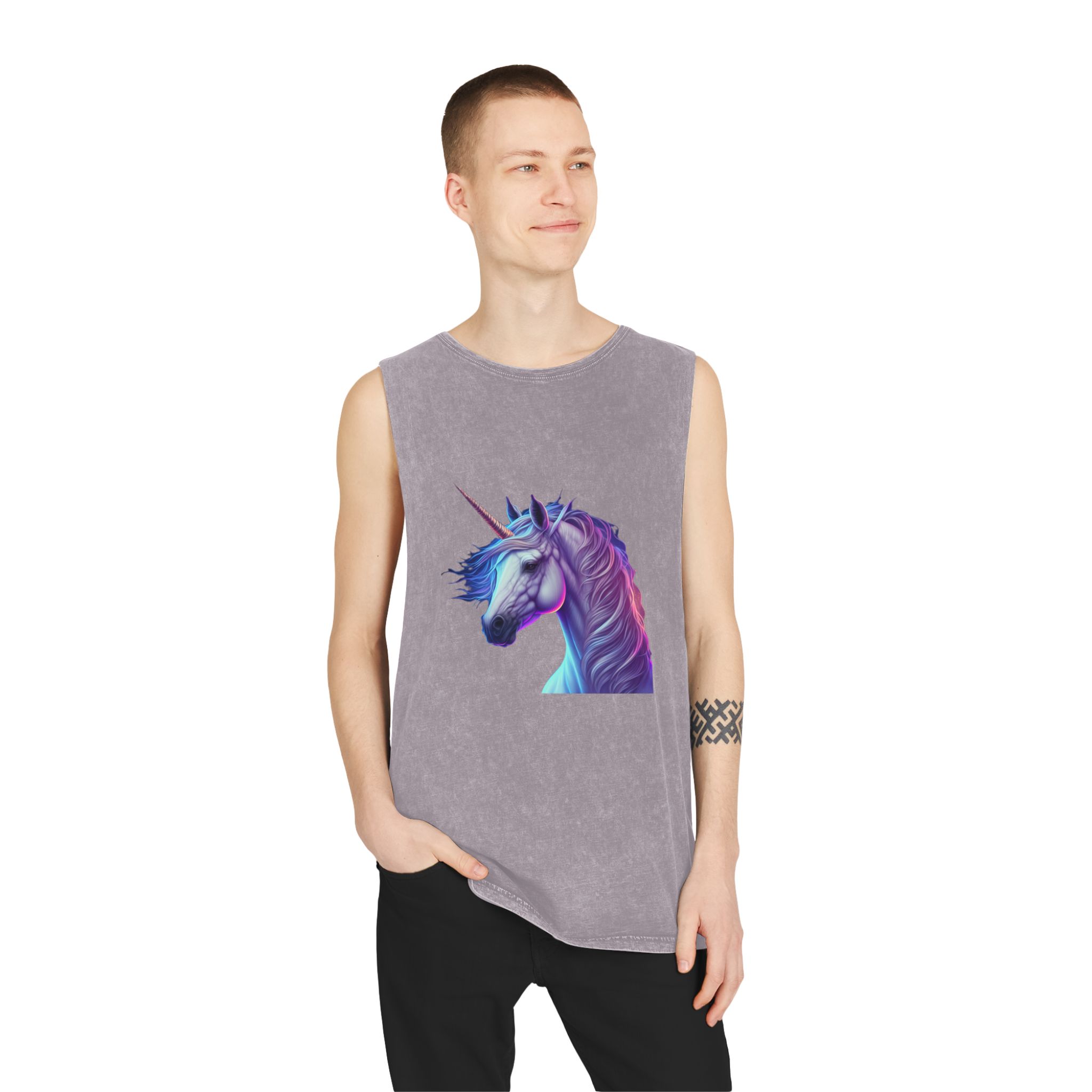 Adorable Colorful Unicorn Copy Unisex Stonewash Tank Top - Image 19