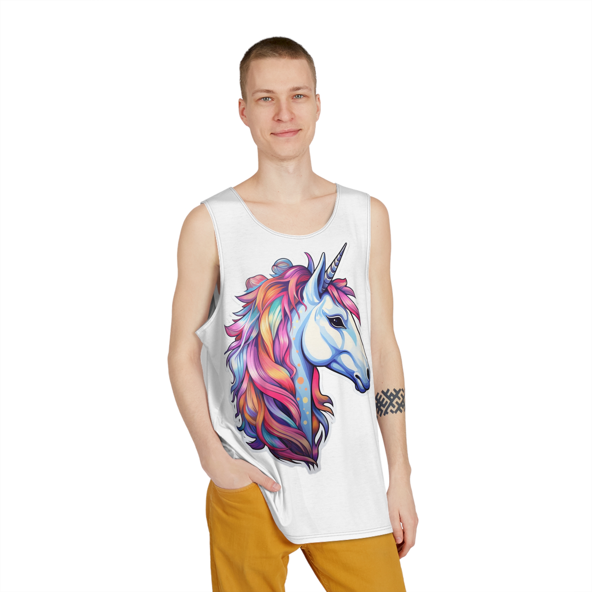 Sticker Unicorn Mens Tank Aop - Image 3