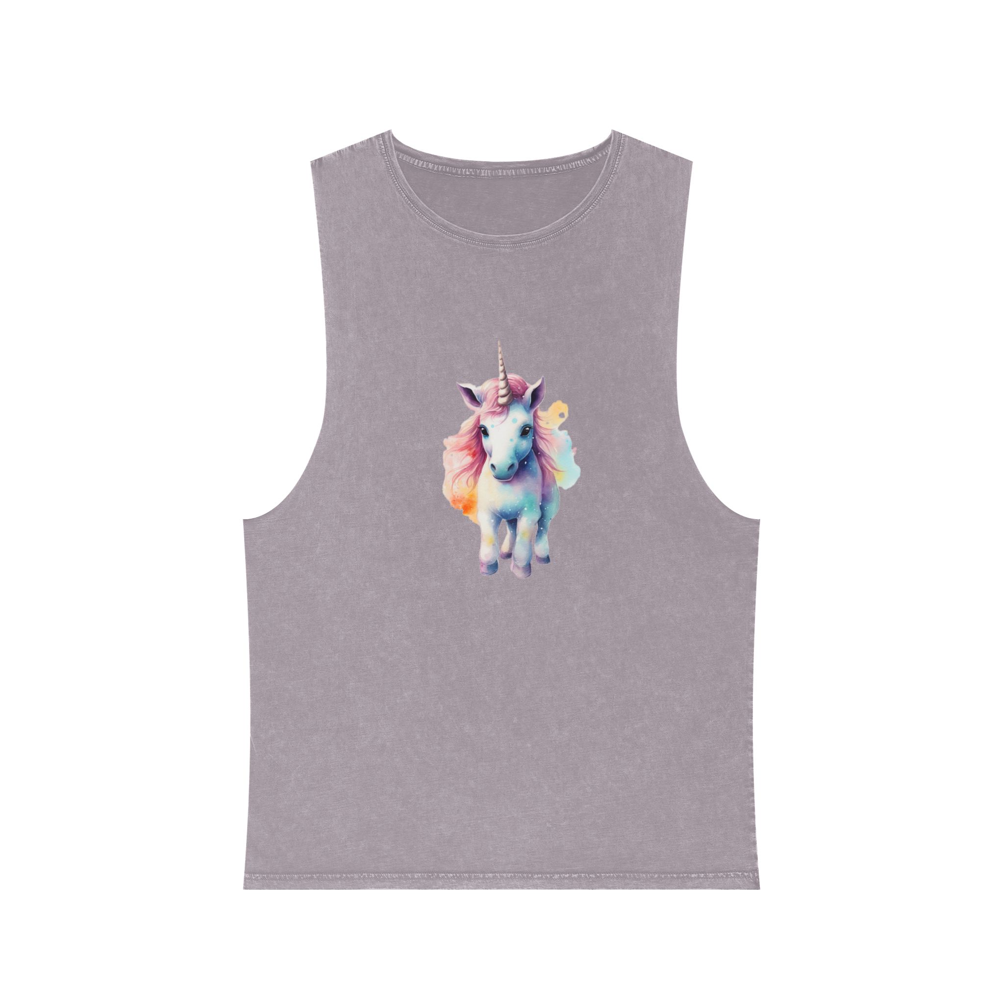 Painting Unicorn With Pink Mane Blue Mane Generative Ai Unisex Stonewash Tank Top - Image 17