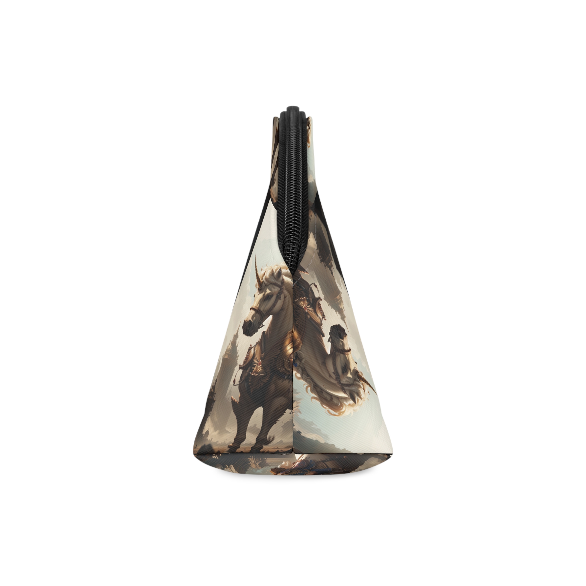 Unicorn With Sword Its Back Is Standing Front Building Makeup Bag - Image 4