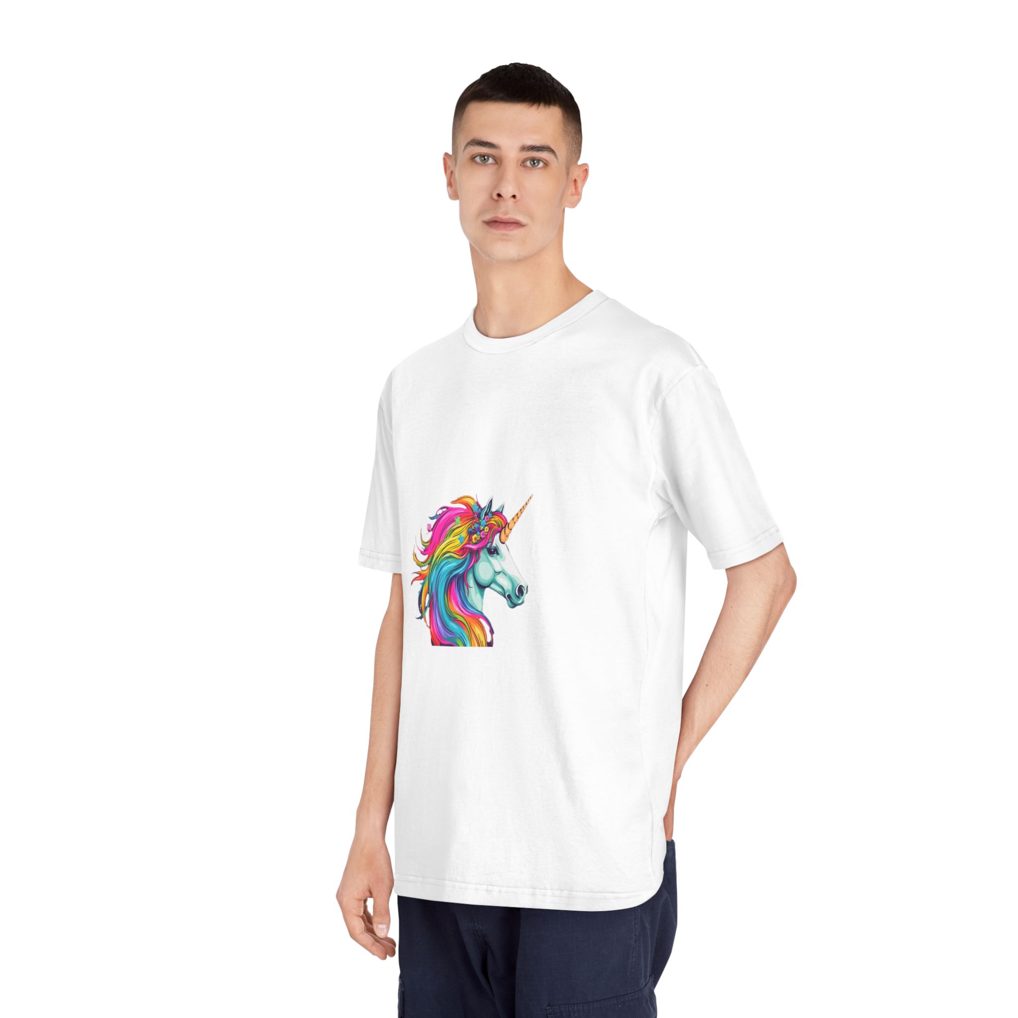 Unicorn With Rainbow Mane Flowers It Unisex Classic Crewneck T Shirt - Image 4