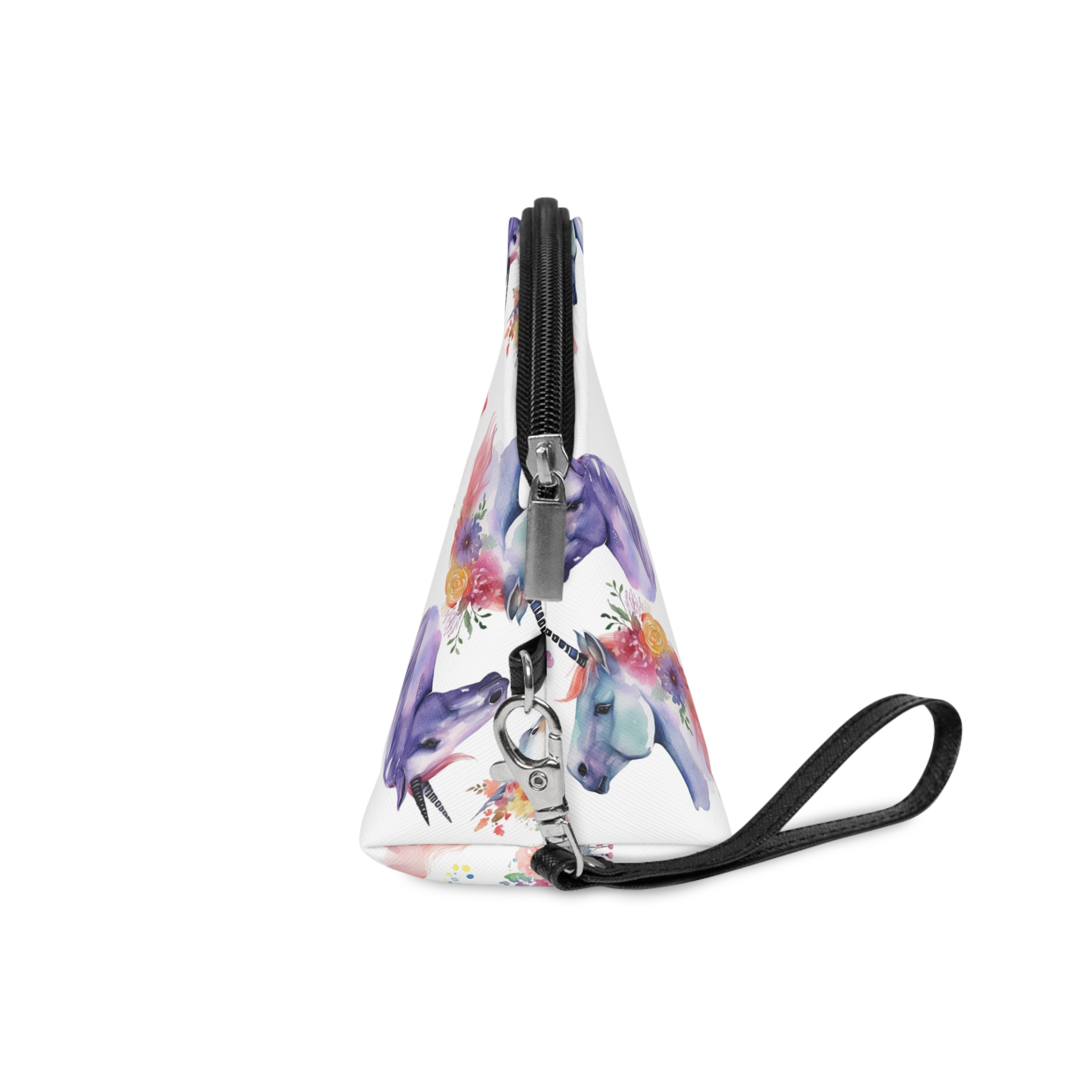 There Are Four Unicorns With Flowers Their Heads Generative Ai Makeup Bag - Image 3