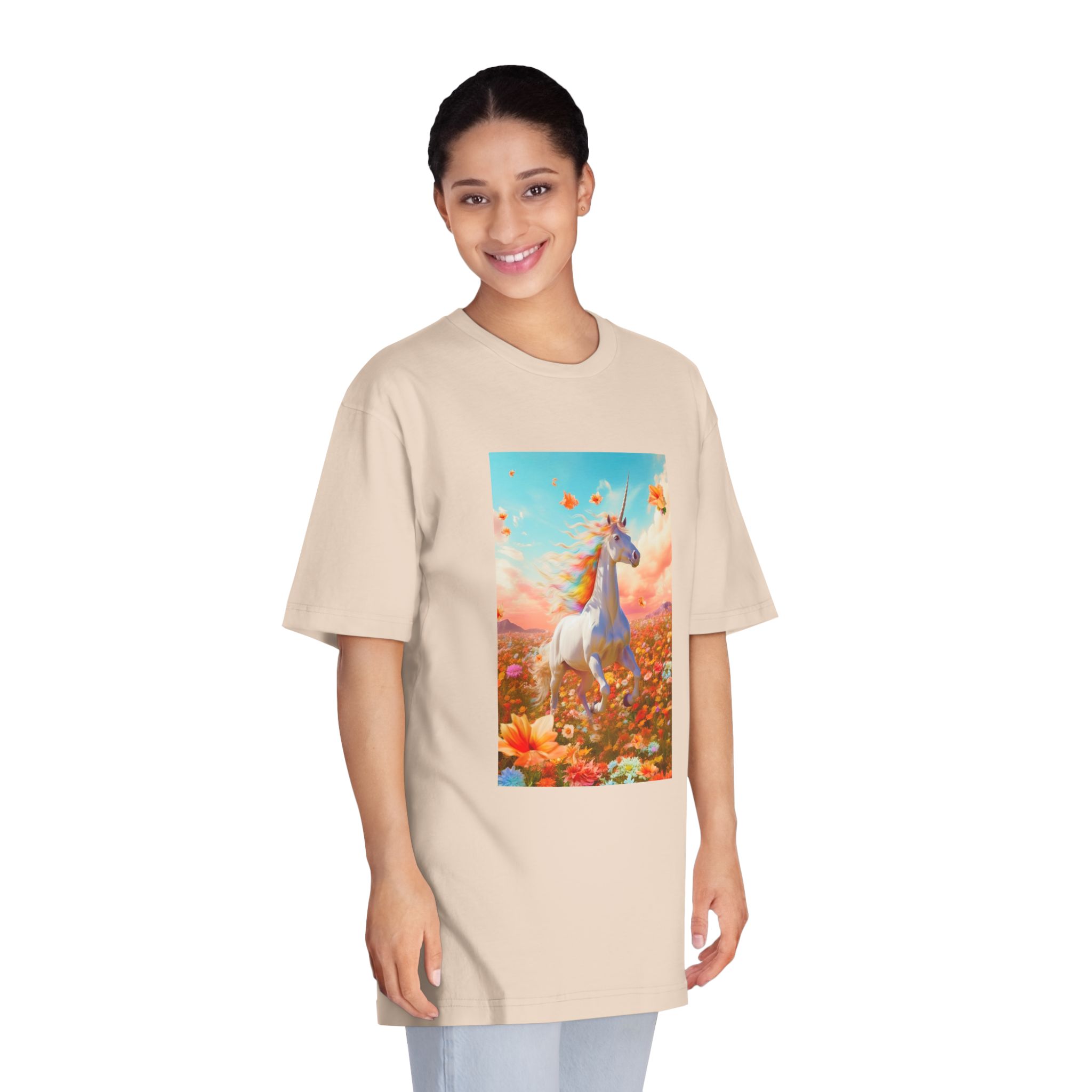Image White Unicorn Running Through Field Wildflowers Generative Ai Unisex Classic Crewneck T Shirt - Image 11