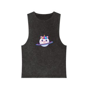 Cute Unicorn Planet Unisex Stonewash Tank Top