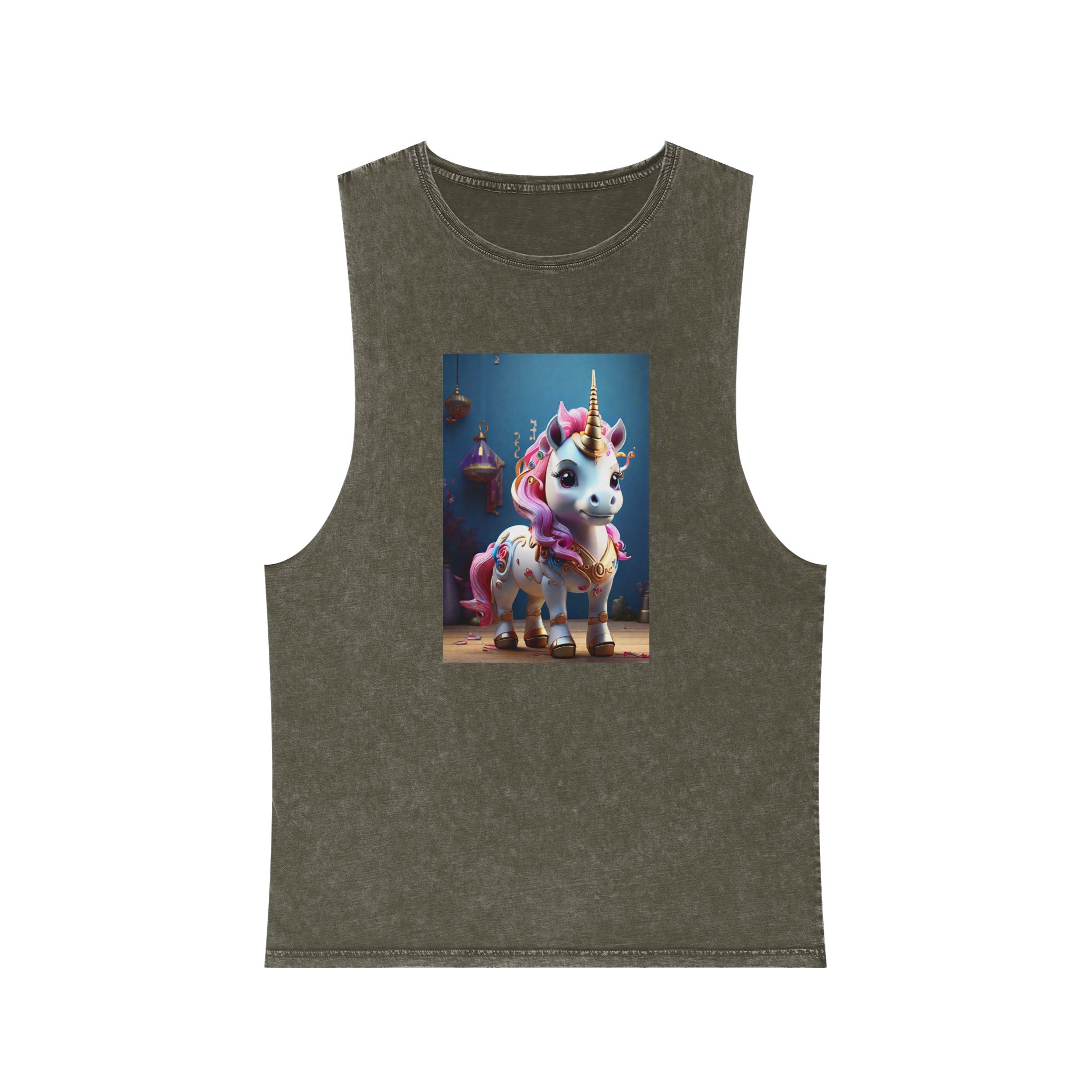 Animated Unicorn Children Generated By Ai (17) Unisex Stonewash Tank Top - Image 5