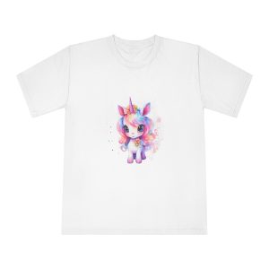 Cute Colorful Magic Unicorn With Flowers Watercolor Style (3) Copia Unisex Classic Crewneck T Shirt