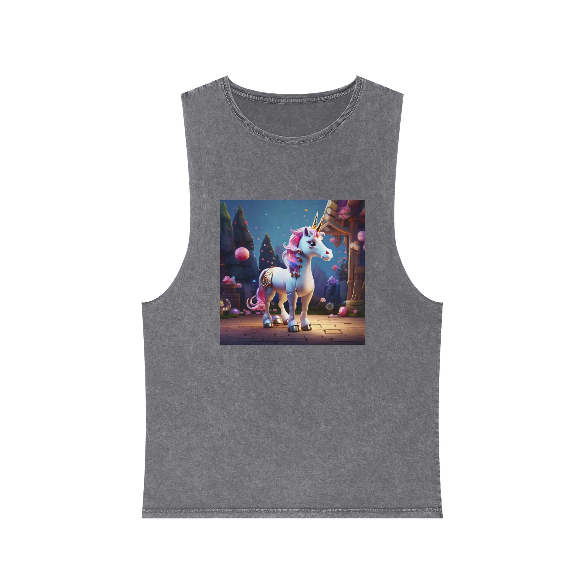 Animated Unicorn Children Generated By Ai (5) Unisex Stonewash Tank Top - Image 9