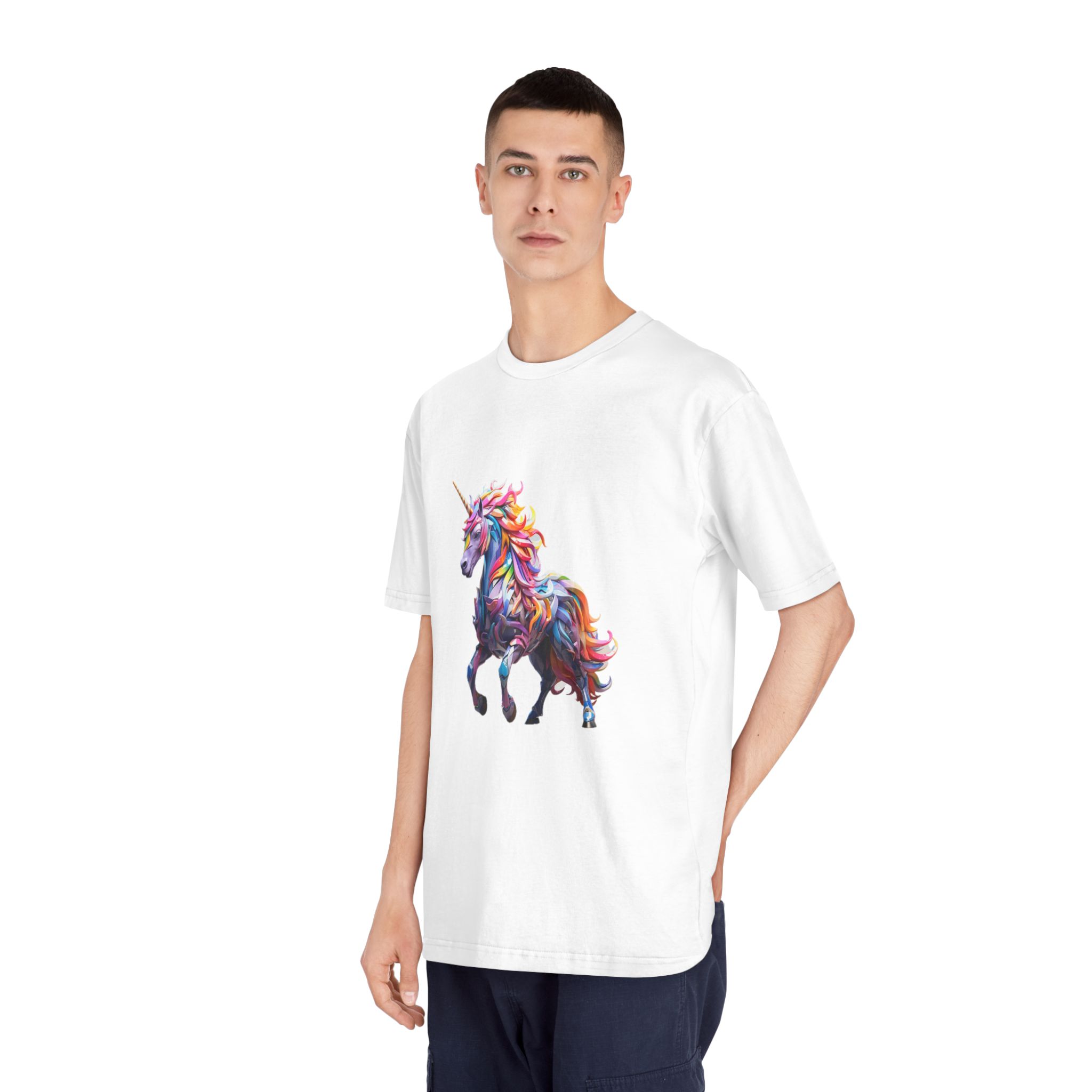 Colorful 3d Mythical Unicorn (4) Unisex Classic Crewneck T Shirt - Image 4