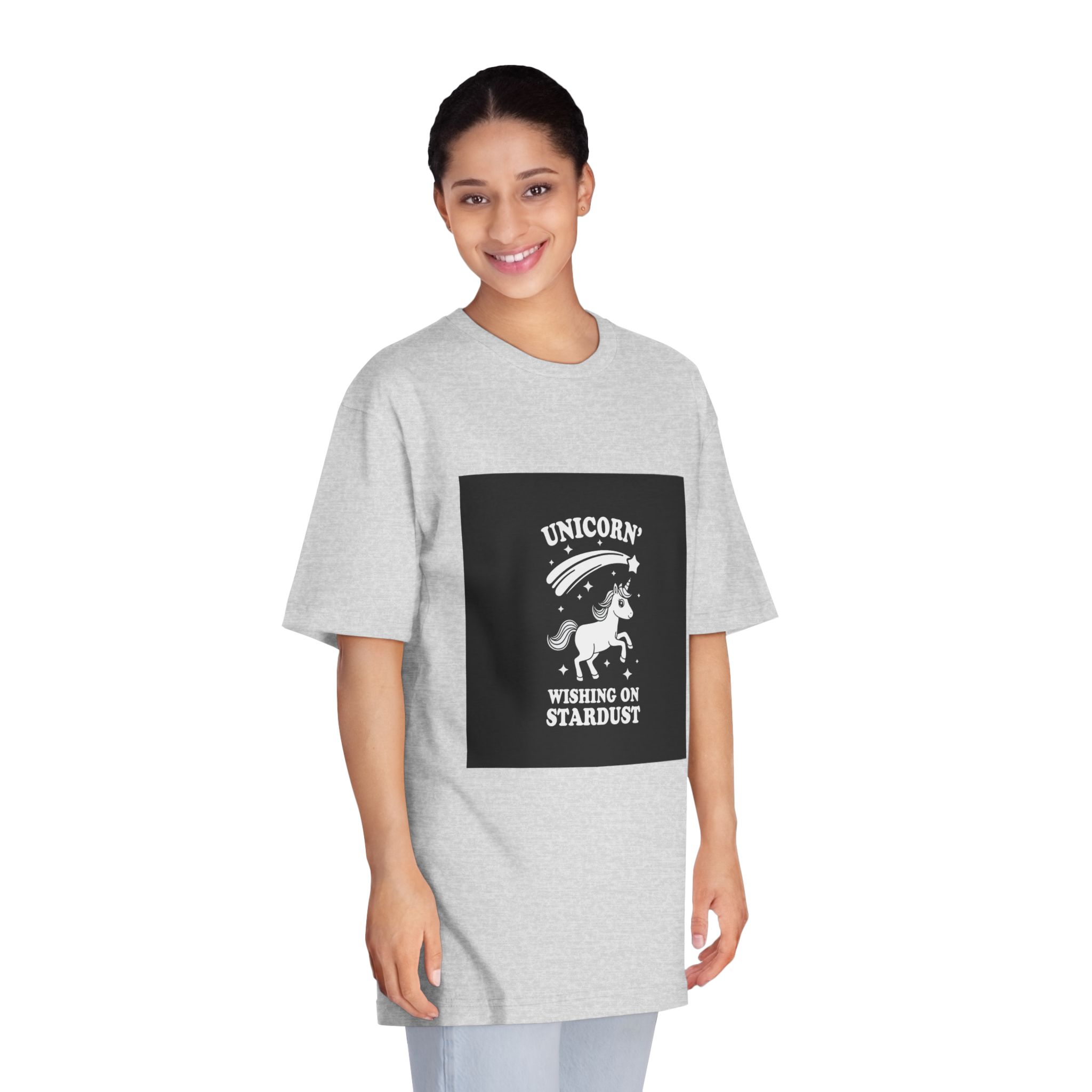 White Unicorn With Star It Is Black Background Unisex Classic Crewneck T Shirt - Image 15