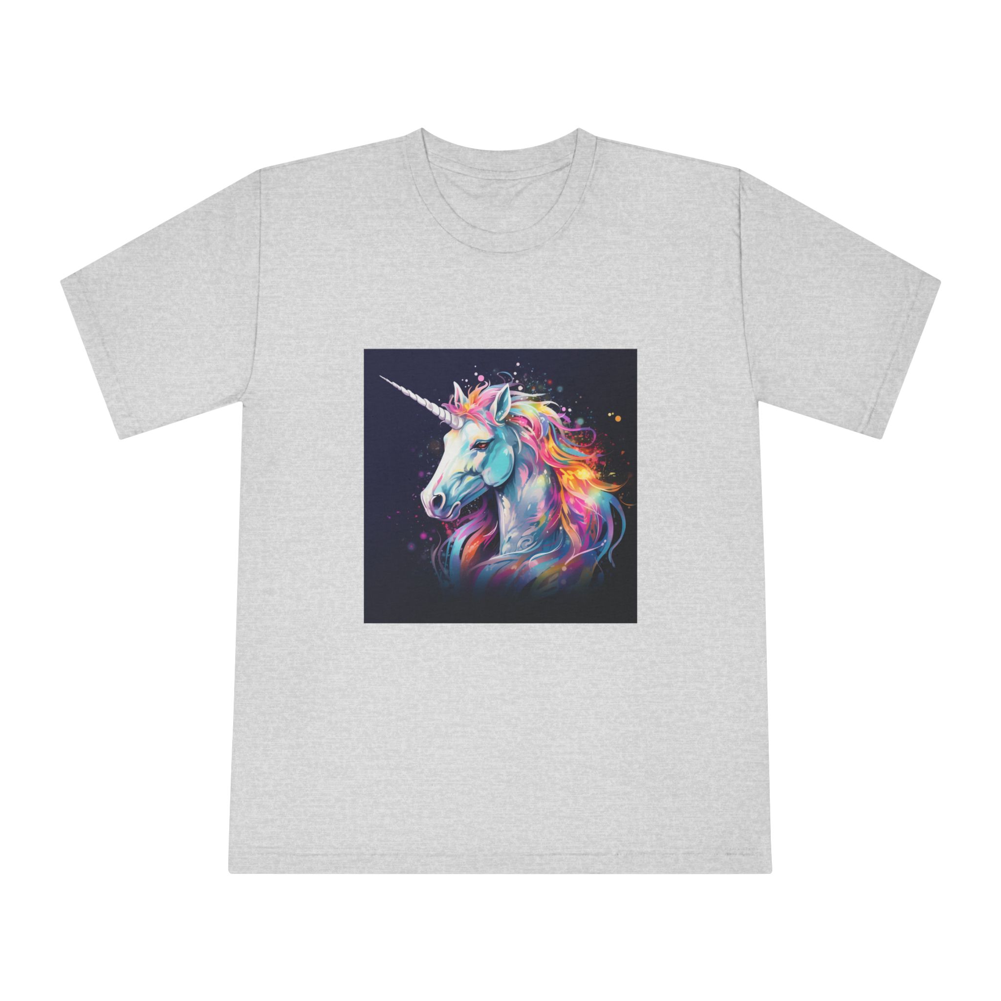 Unicorn Head Colorful Art White Background Unisex Classic Crewneck T Shirt - Image 13