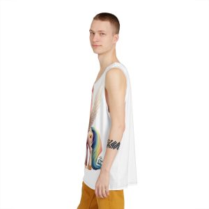 Cartoon Unicorn With Wings Pink Background Generative Ai Mens Tank Aop
